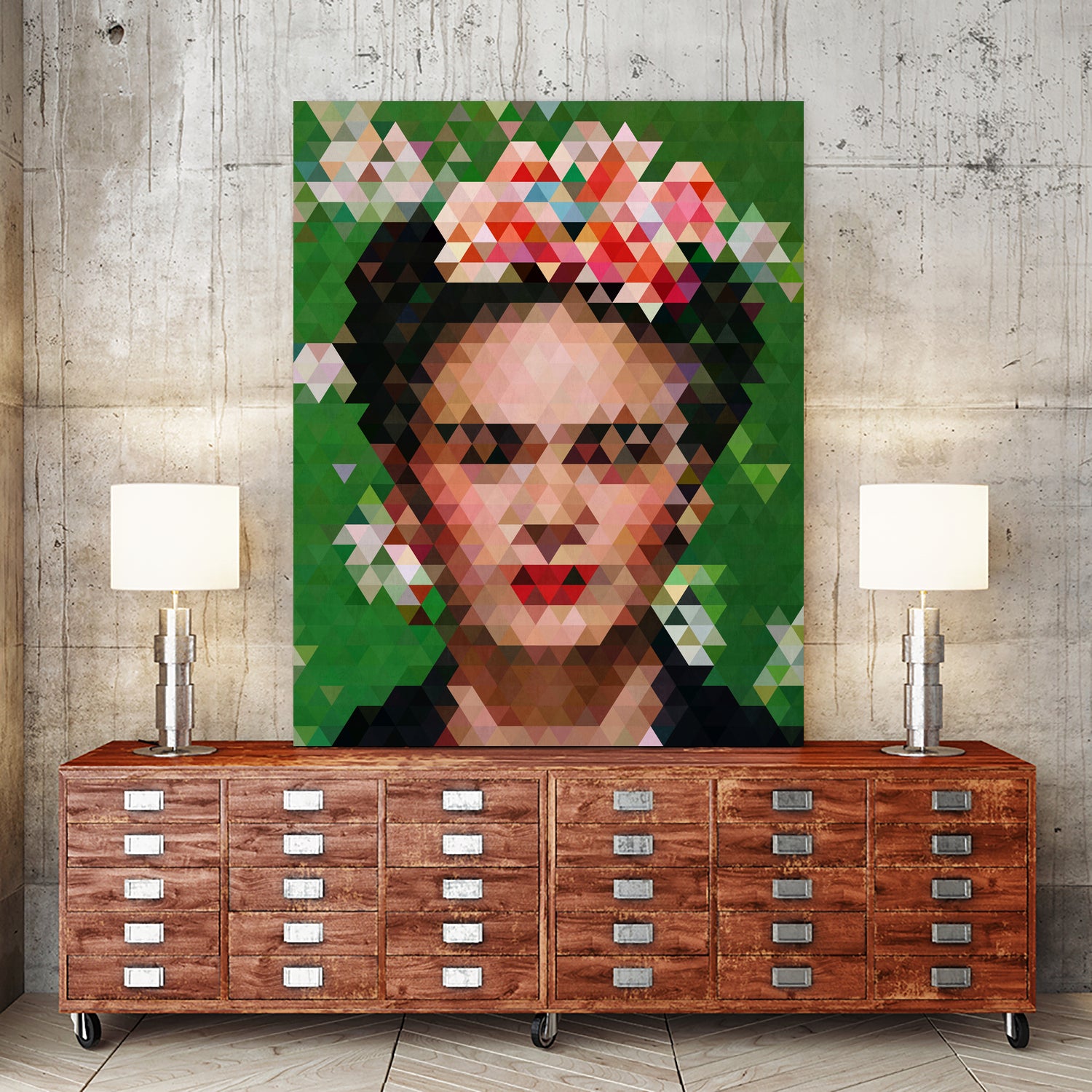 Frida kahlo Geometric by Vitor Costa on GIANT ART - green digital painting