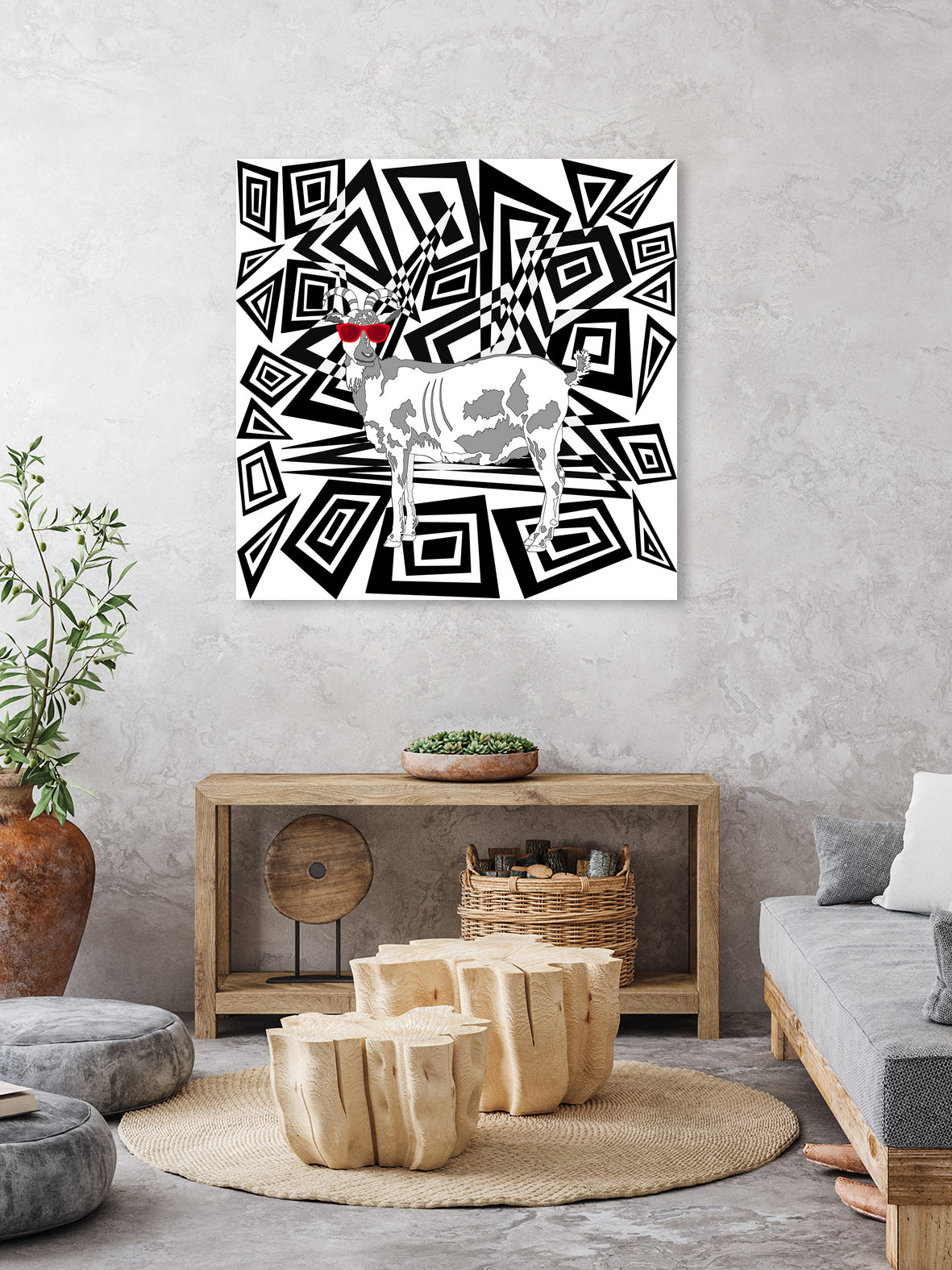 Goat In Red Sunglasses Abstract by TheArtOf Vikki on GIANT ART - black digital drawing