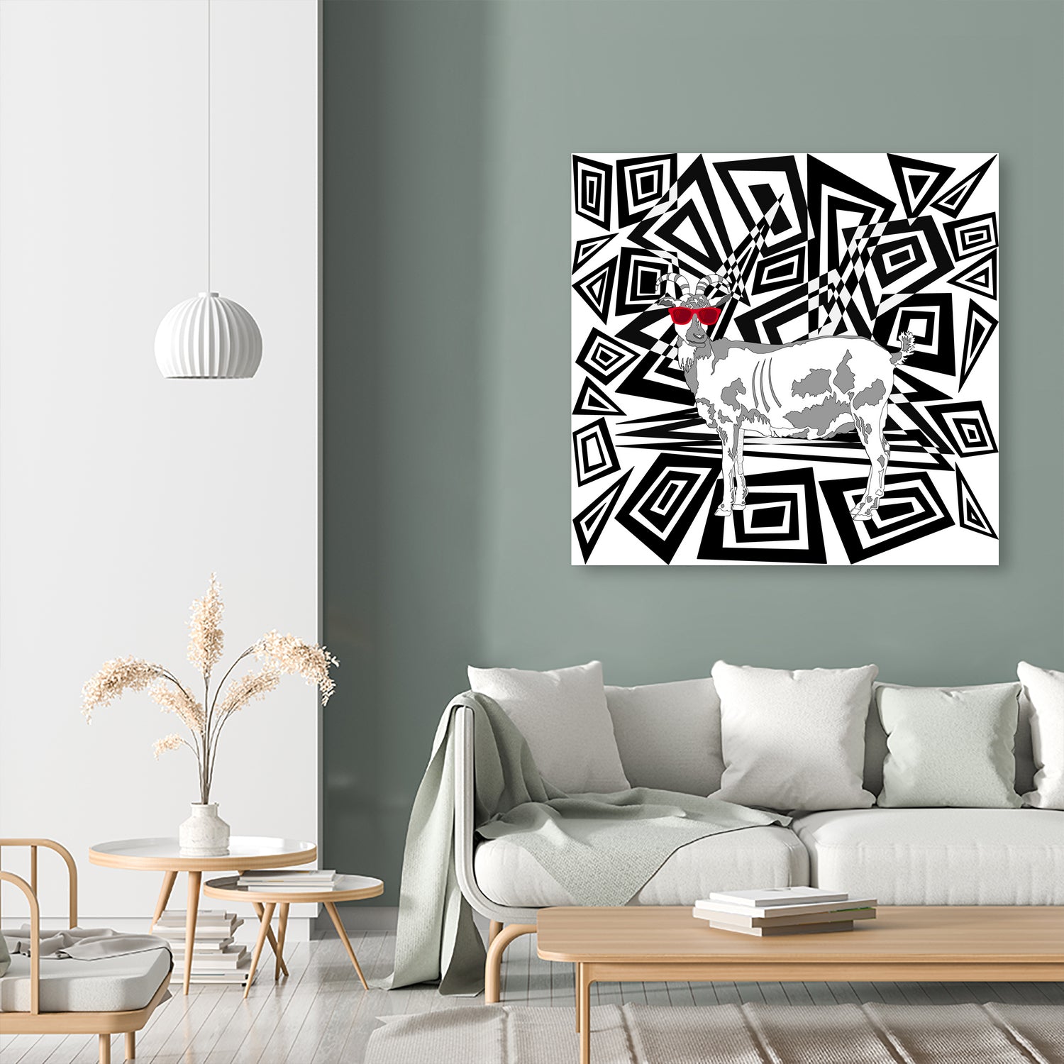 Goat In Red Sunglasses Abstract by TheArtOf Vikki on GIANT ART - black digital drawing