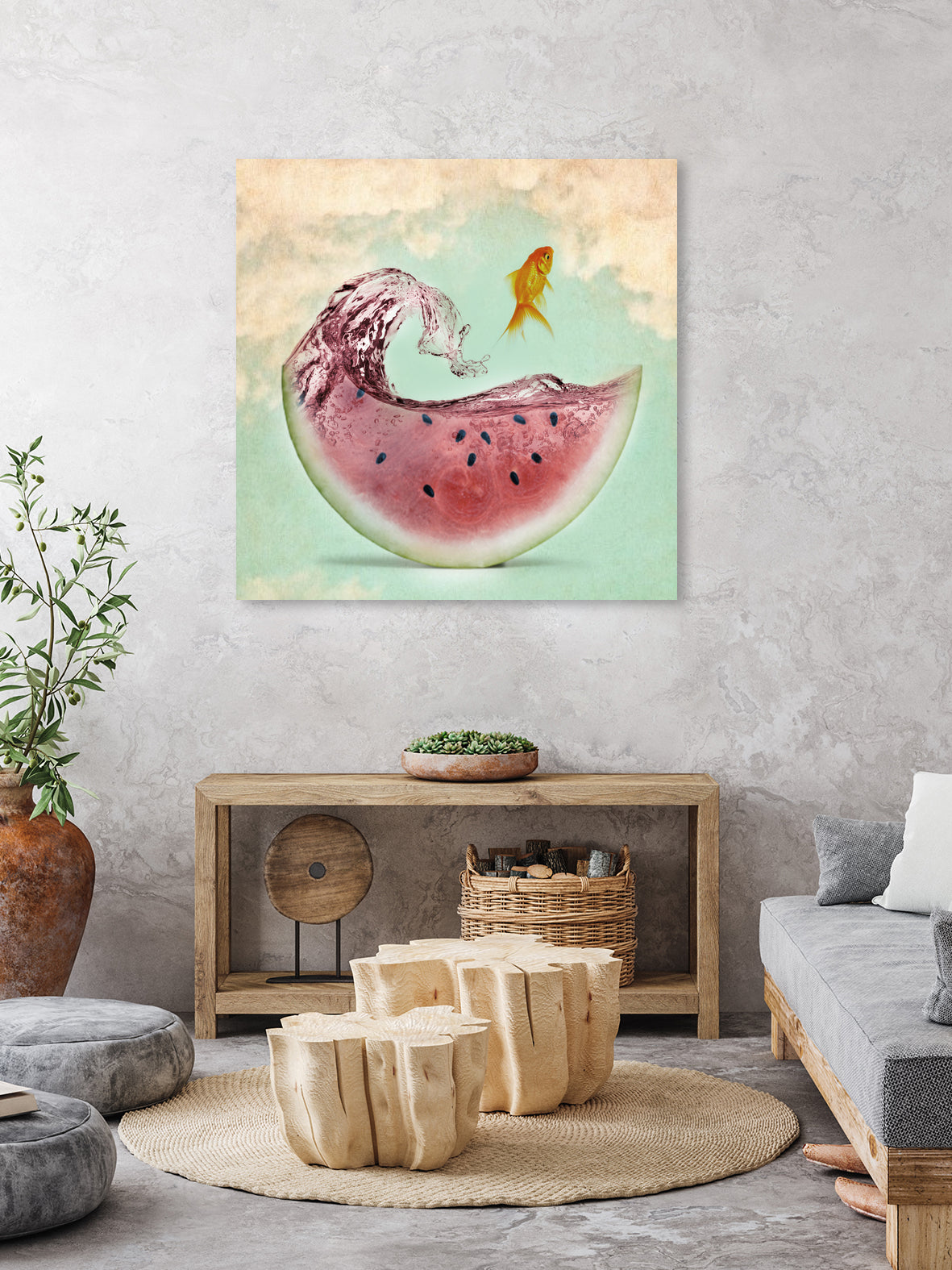 watermelon goldfish by Vin Zzep on GIANT ART - white digital painting