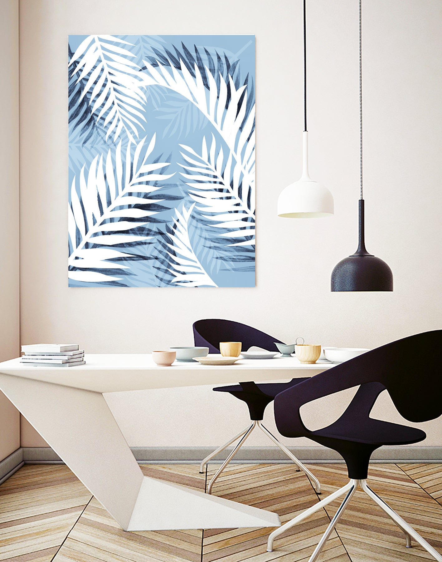 Tropical bliss - chambray blue by Gale Switzer on GIANT ART - blue digital drawing