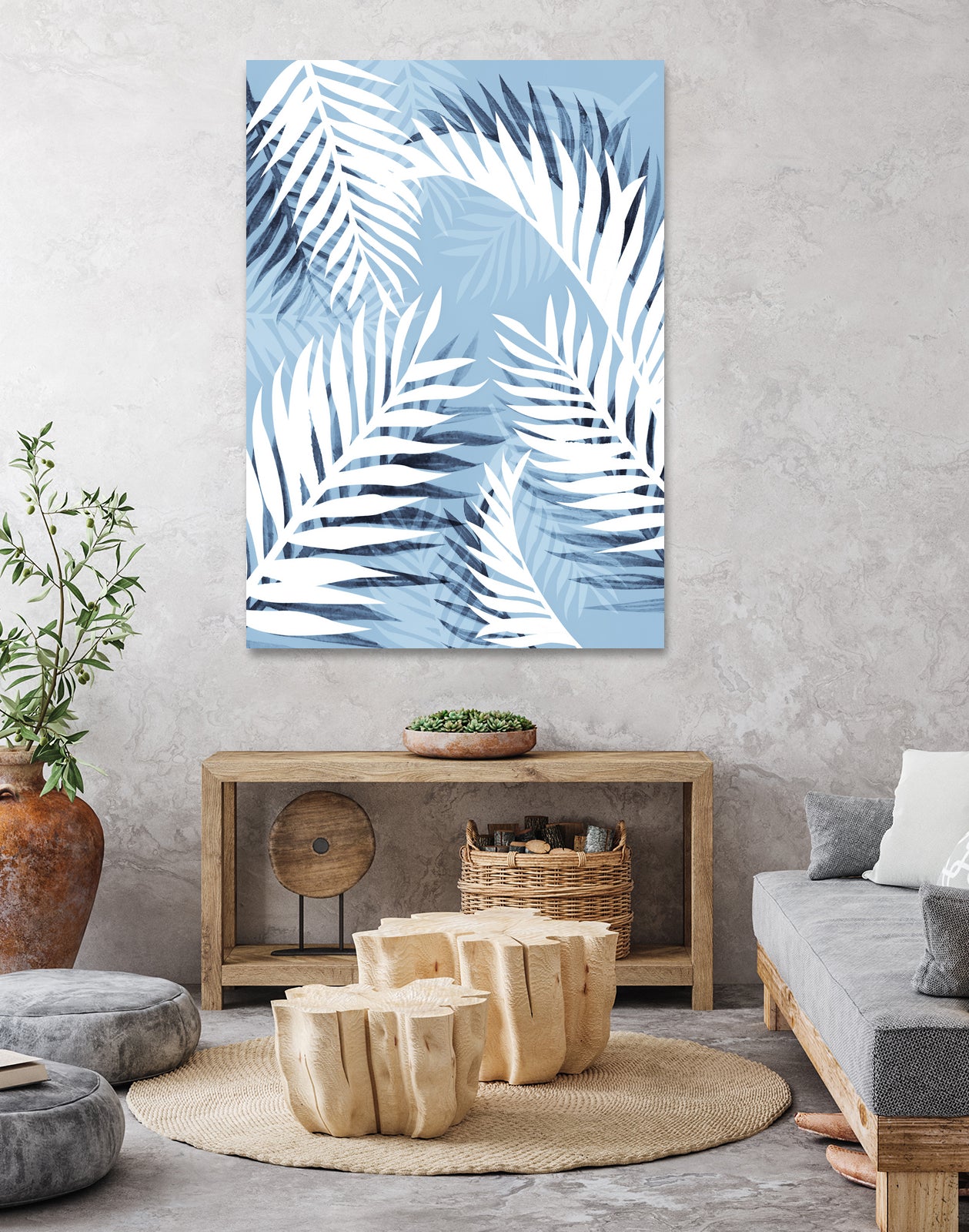 Tropical bliss - chambray blue by Gale Switzer on GIANT ART - blue digital drawing