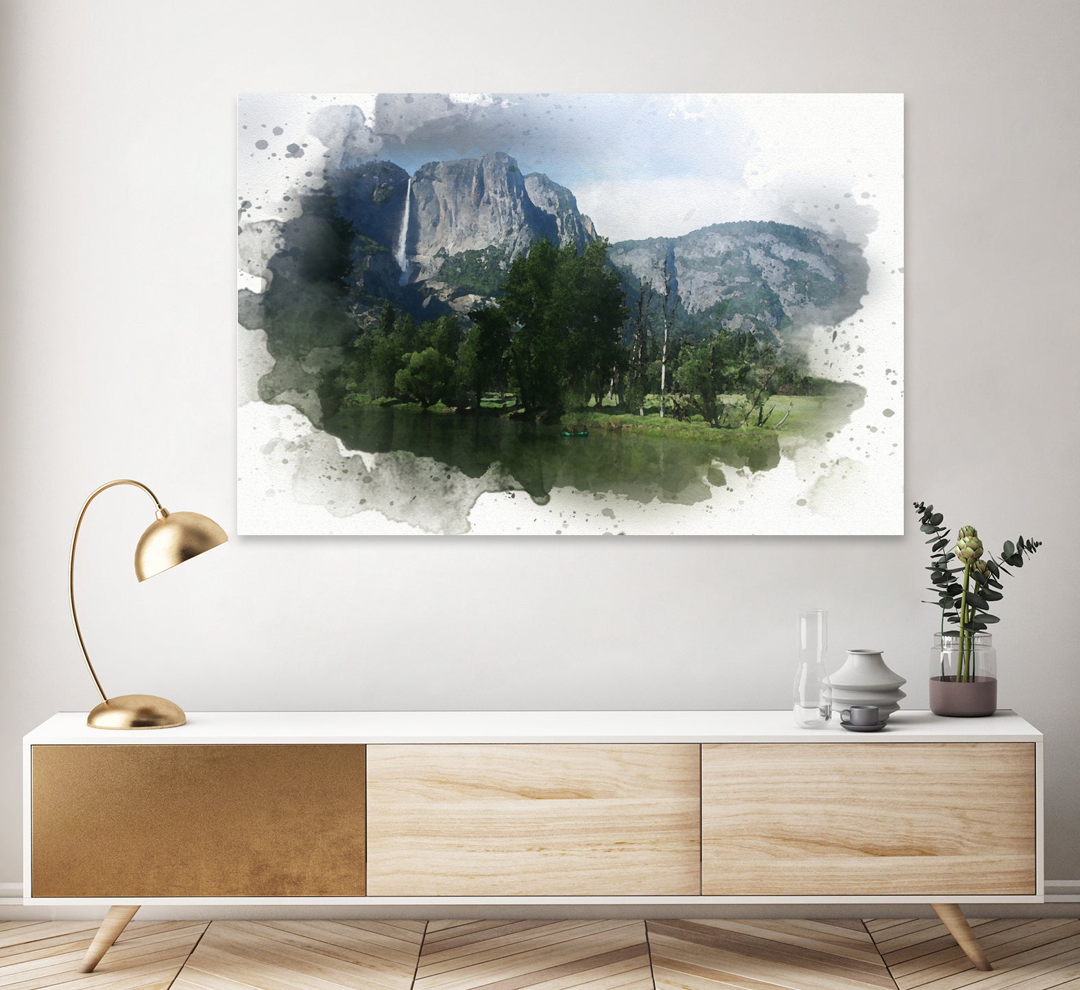 Watercolour waterfall by Juvy Sarenas on GIANT ART - green photo manipulation