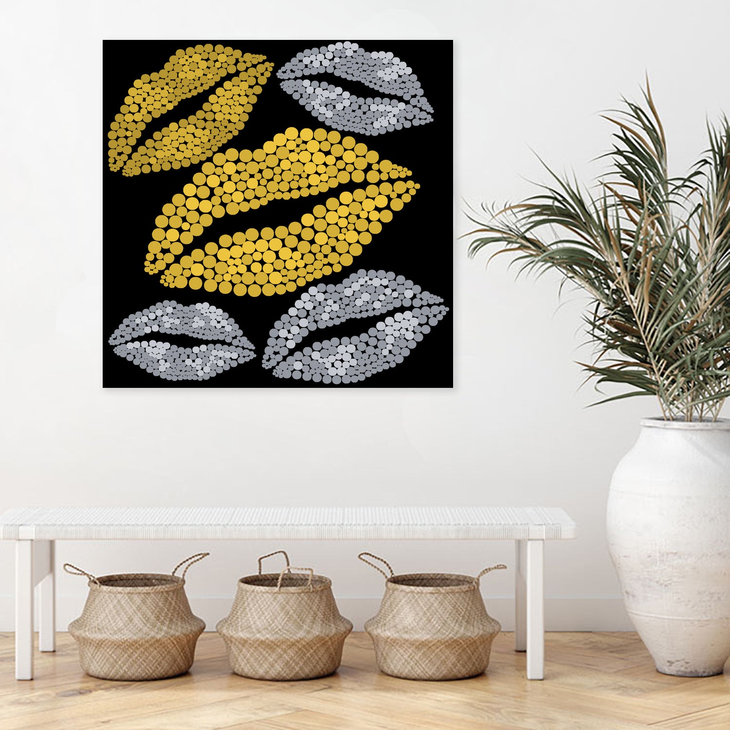 Luscious Lips In Gold And Silver by TheArtOf Vikki on GIANT ART - yellow digital painting