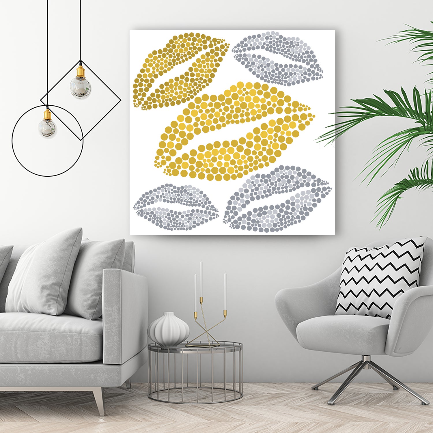 Luscious Lips In Gold And Silver by TheArtOf Vikki on GIANT ART - yellow digital painting