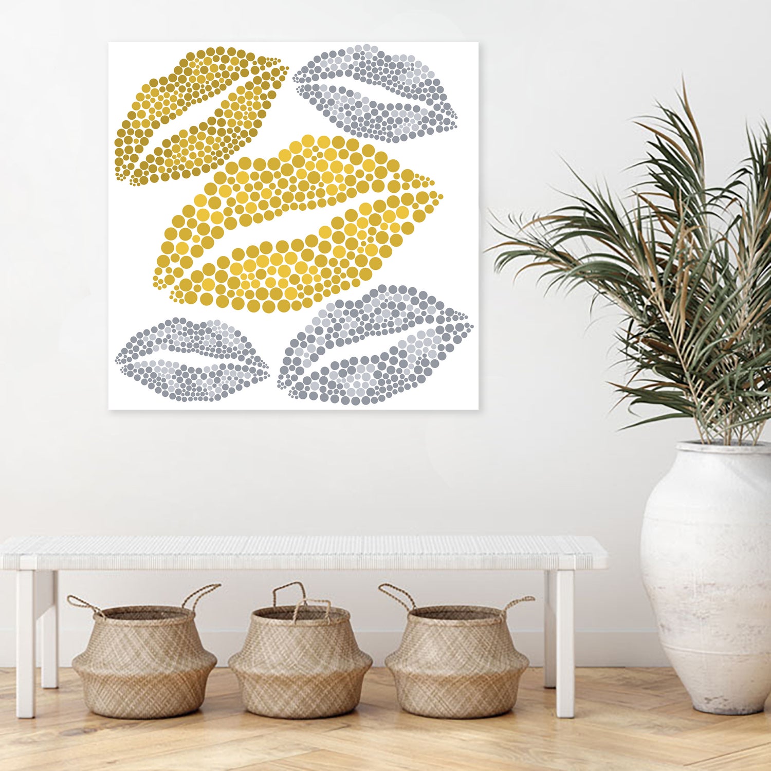 Luscious Lips In Gold And Silver by TheArtOf Vikki on GIANT ART - yellow digital painting