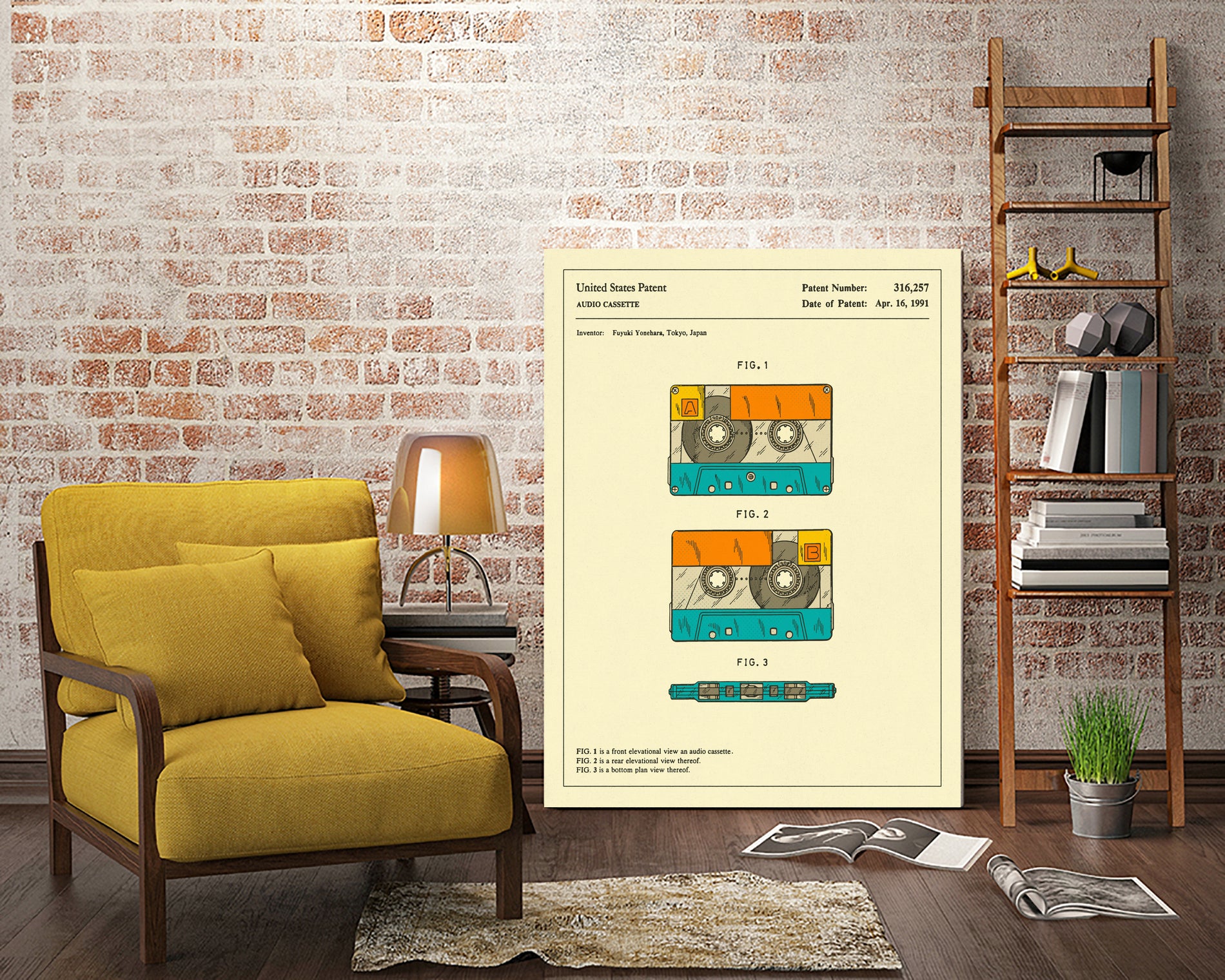 Cassette Patent - 1991 by Jazzberry Blue on GIANT ART - orange digital drawing