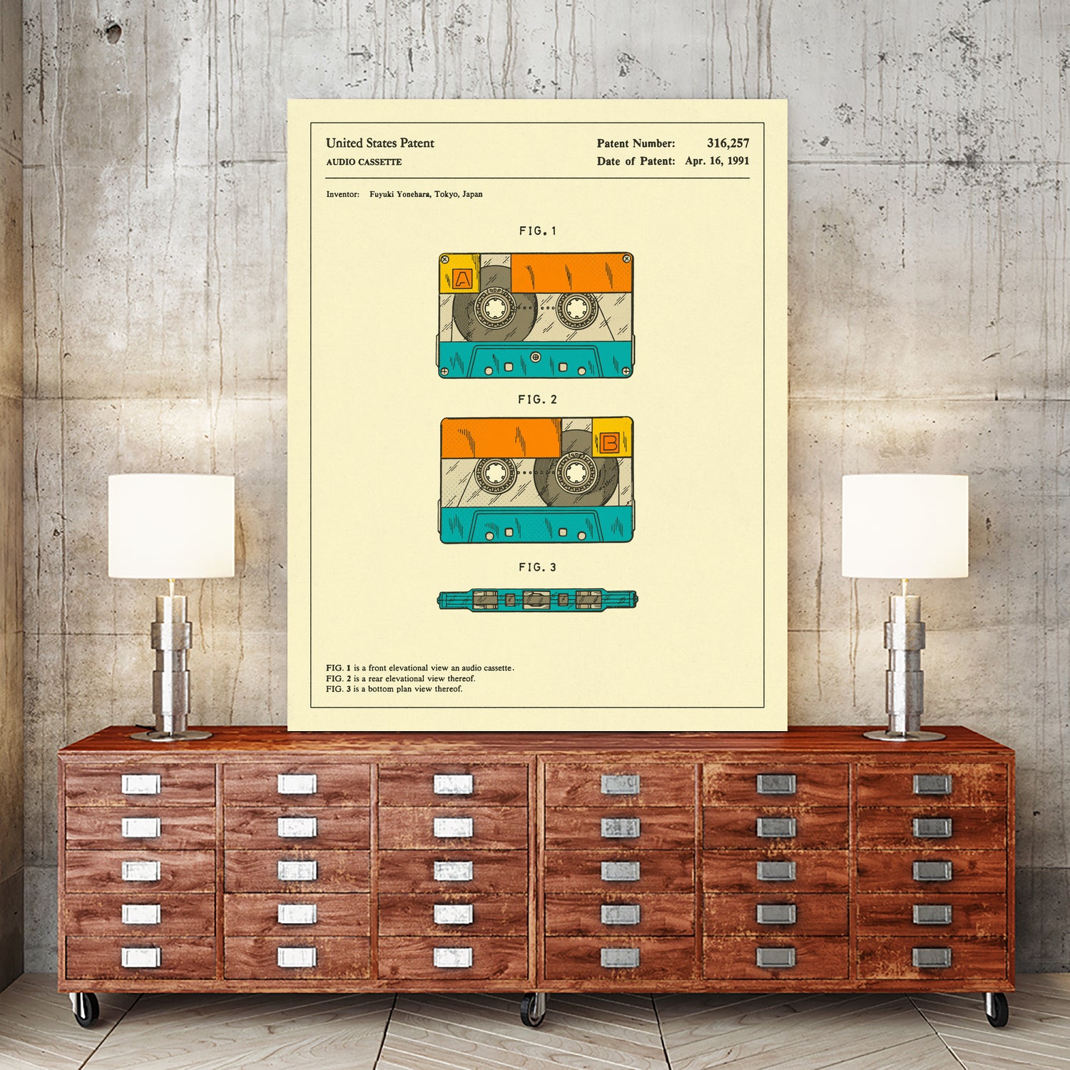 Cassette Patent - 1991 by Jazzberry Blue on GIANT ART - orange digital drawing