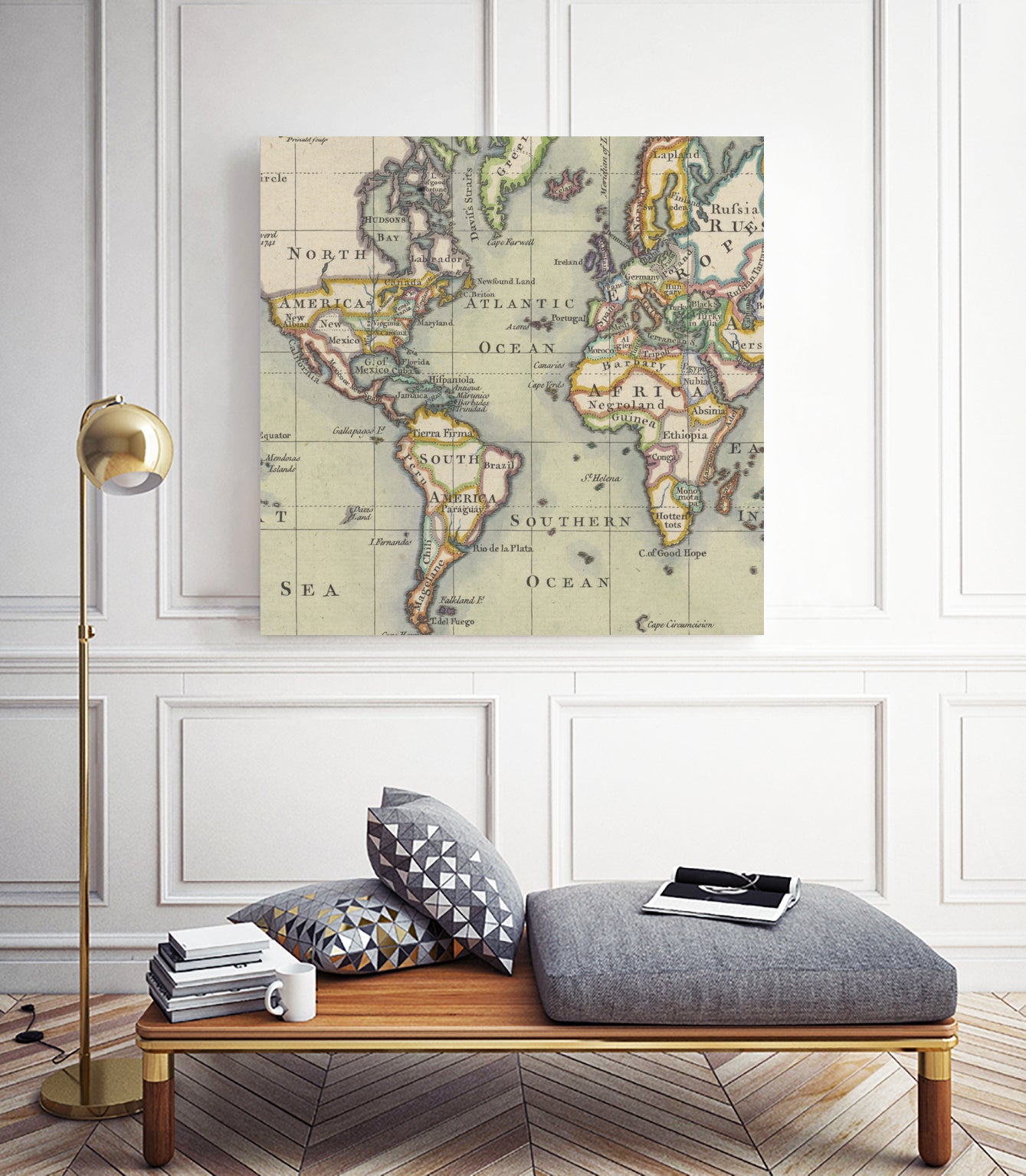 Vintage Map of The World (1766) by Adam Shaw on GIANT ART - white photo illustration