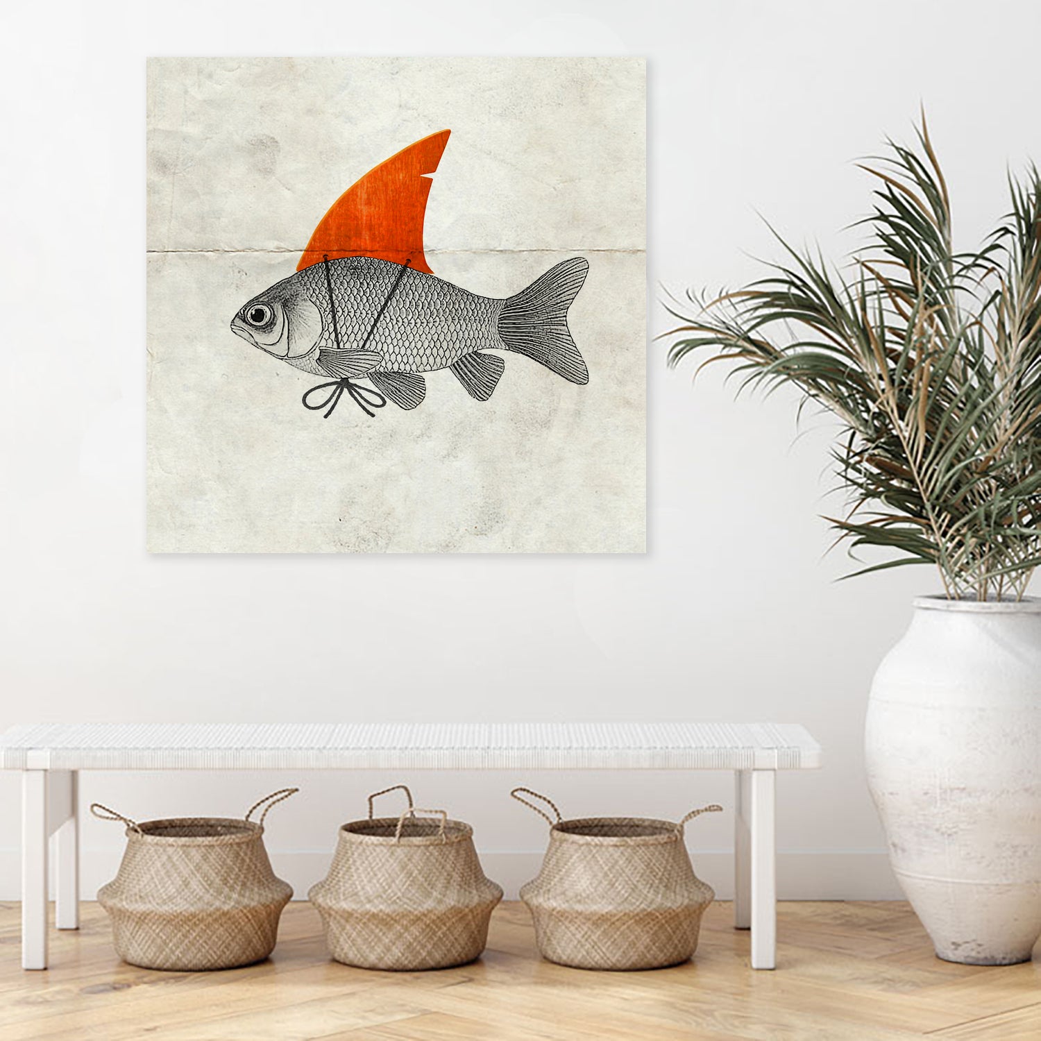 Goldfish with a Shark Fin by Vin Zzep on GIANT ART - white digital painting