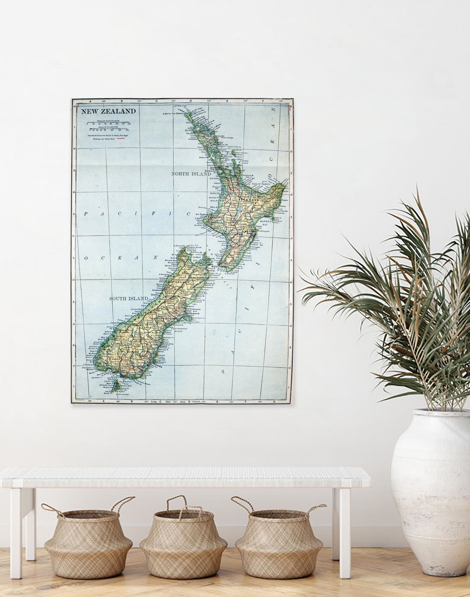 Vintage Map of New Zealand (1921) by Adam Shaw on GIANT ART - white photo illustration
