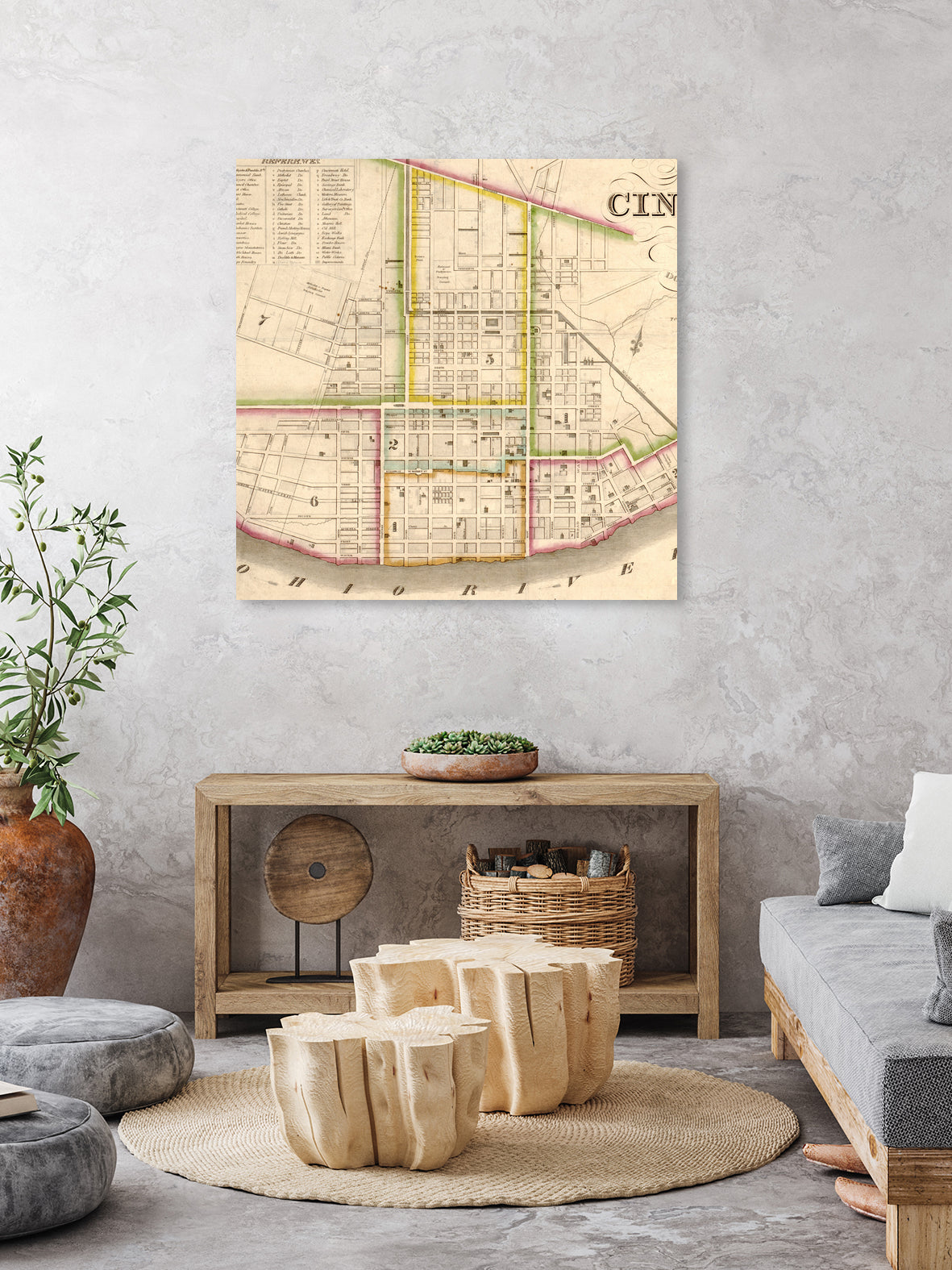 Vintage Map of Cincinnati Ohio (1841) by Adam Shaw on GIANT ART - white photo illustration