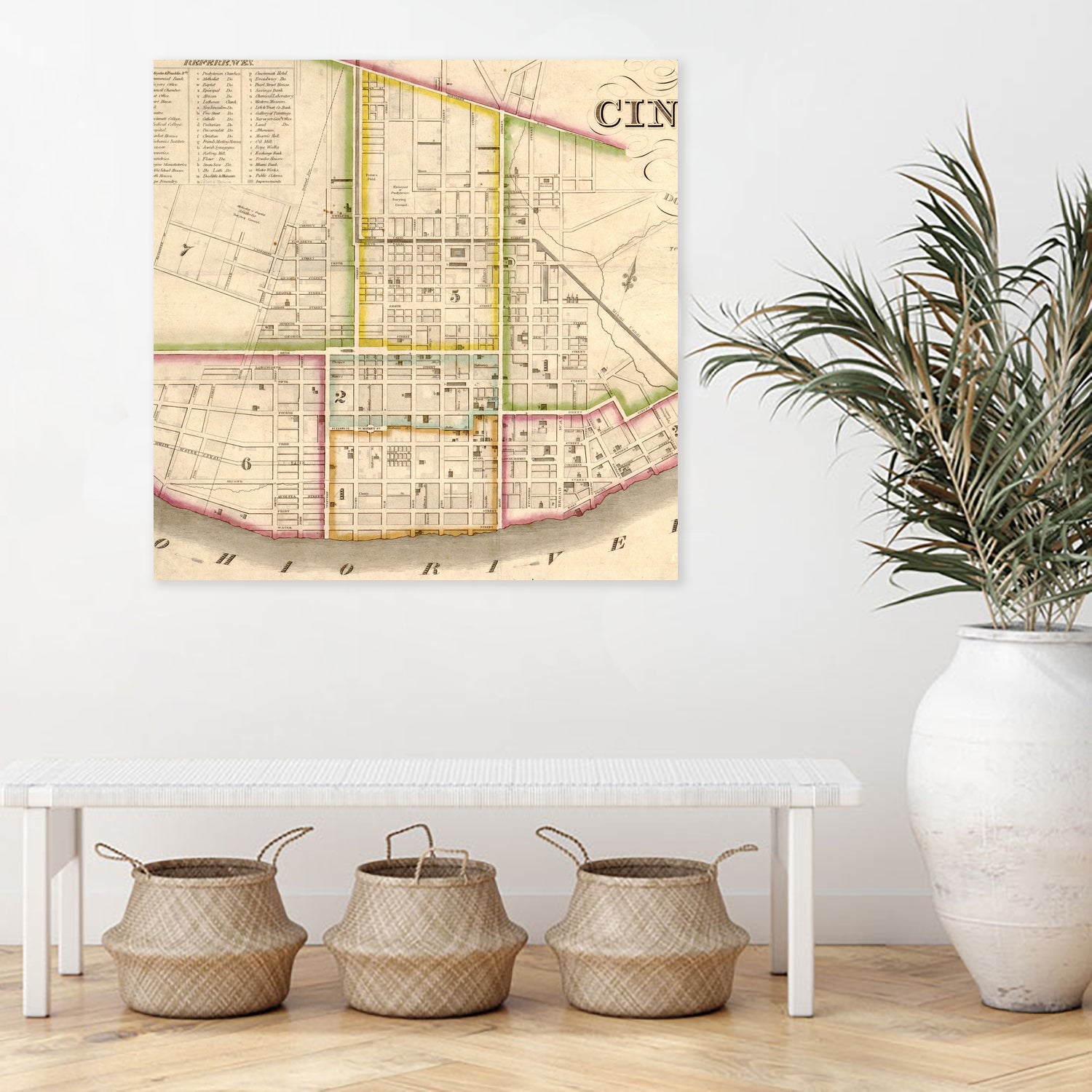 Vintage Map of Cincinnati Ohio (1841) by Adam Shaw on GIANT ART - white photo illustration