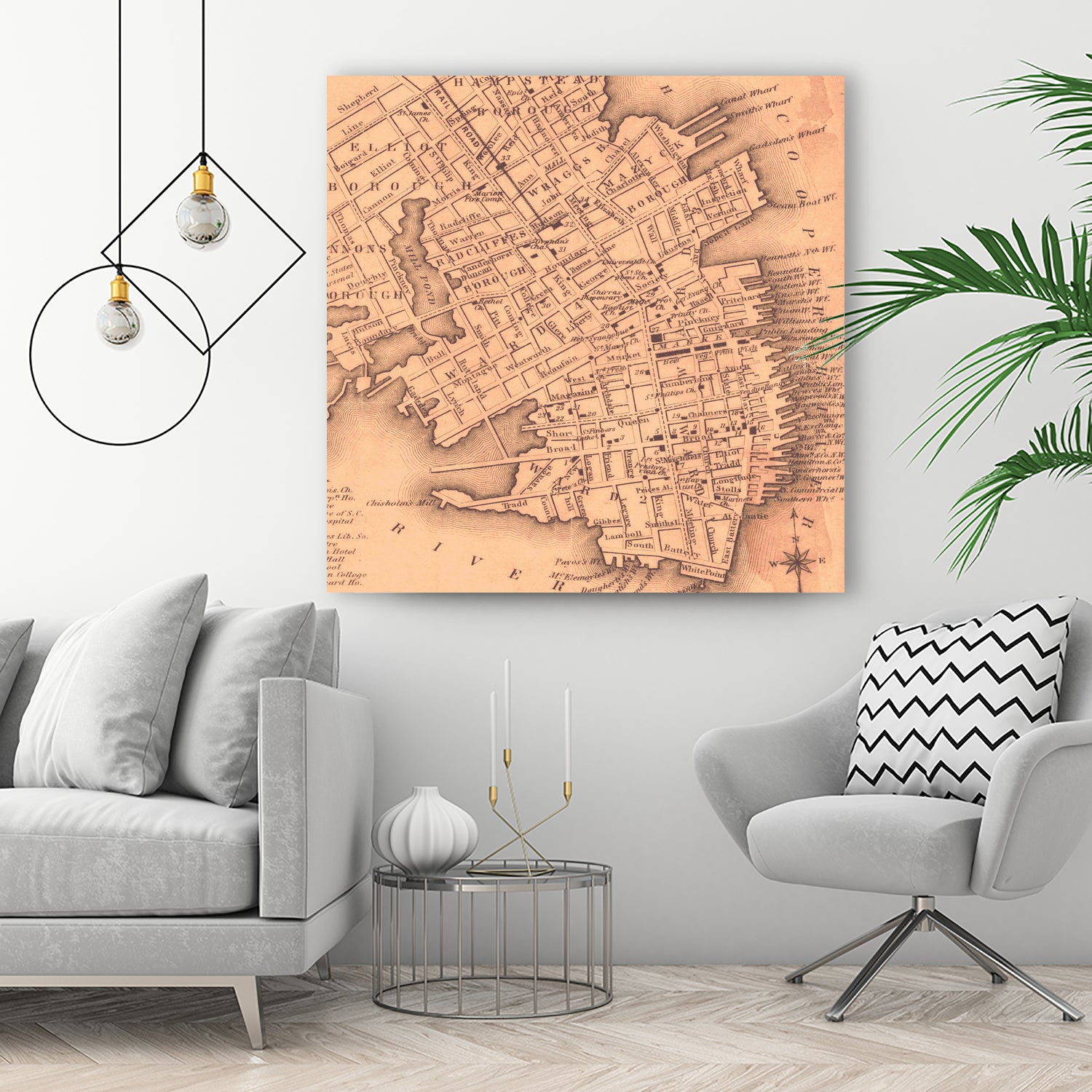 Vintage Map of Charleston South Carolina (1849) by Adam Shaw on GIANT ART - white photo illustration