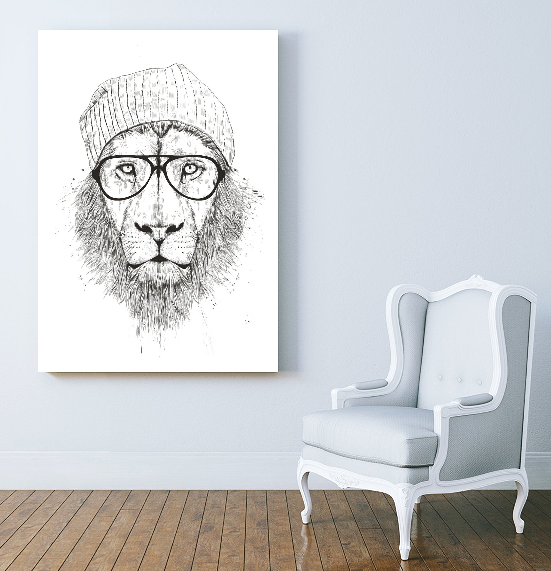 Cool lion (bw) by Solti Balázs on GIANT ART - white digital drawing
