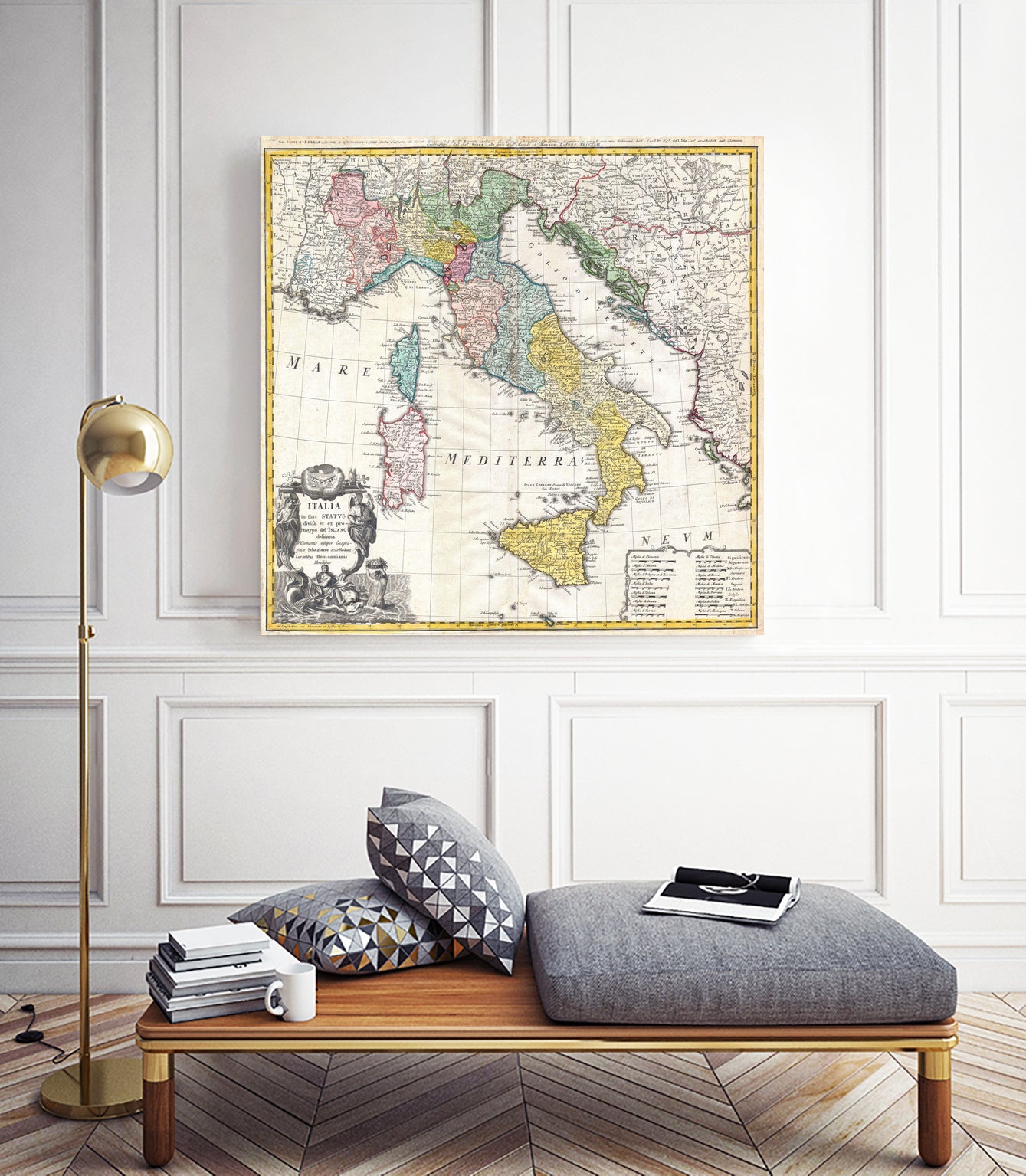 Vintage Map of Italy (1742) by Adam Shaw on GIANT ART - white photo illustration
