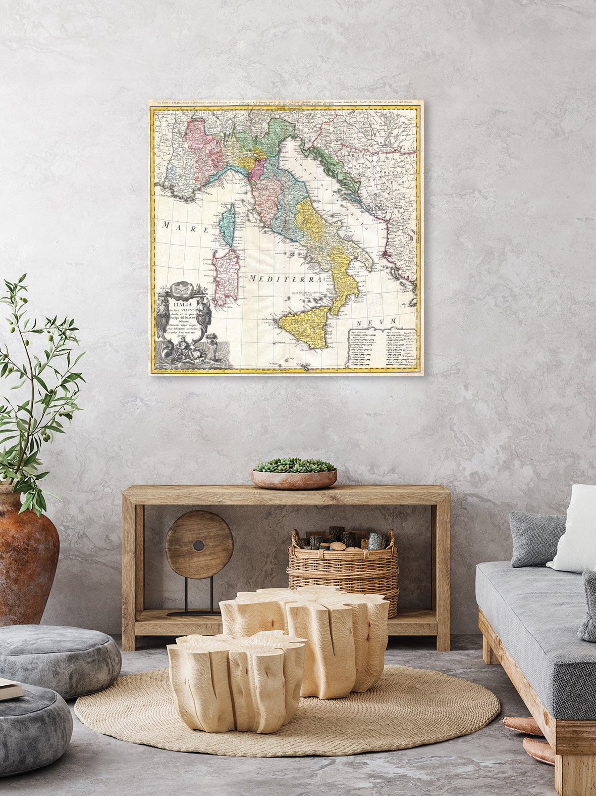 Vintage Map of Italy (1742) by Adam Shaw on GIANT ART - white photo illustration