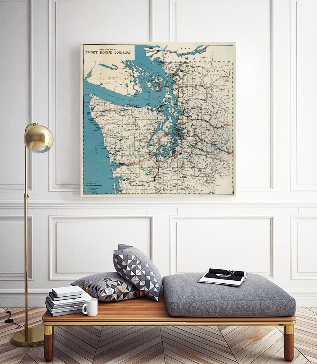 Vintage Map of The Puget Sound (1919) by Adam Shaw on GIANT ART - white photo illustration