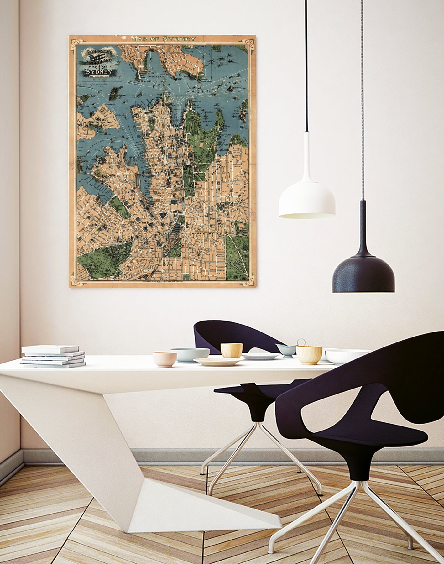 Vintage Map of Sydney Australia (1922) by Adam Shaw on GIANT ART - white photo illustration