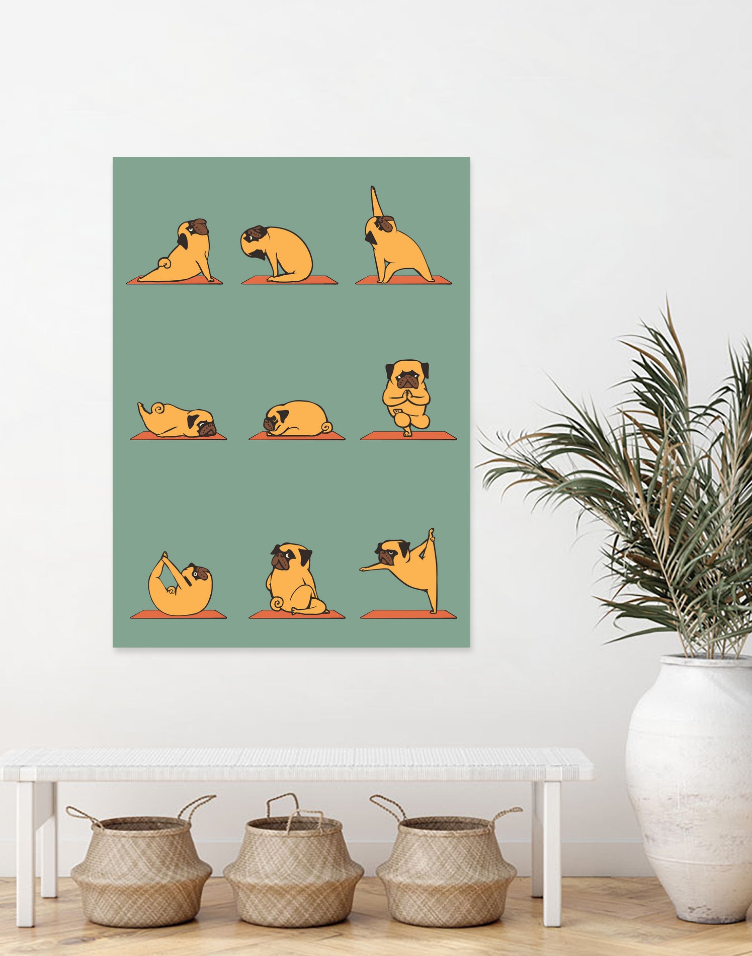 Pug Yoga by ChalermPhol Harnchakkham on GIANT ART - green character design