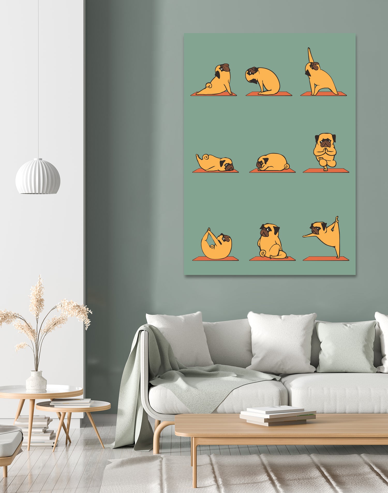 Pug Yoga by ChalermPhol Harnchakkham on GIANT ART - green character design