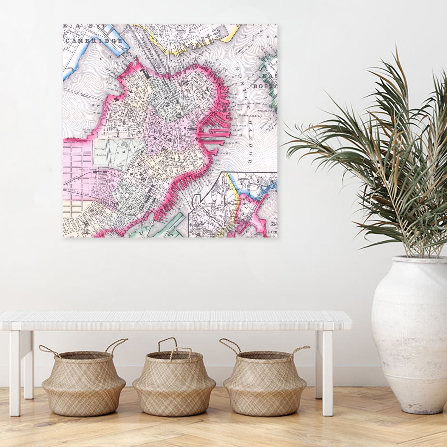 Vintage Map of Boston Massachusetts (1864) by Adam Shaw on GIANT ART - white photo illustration