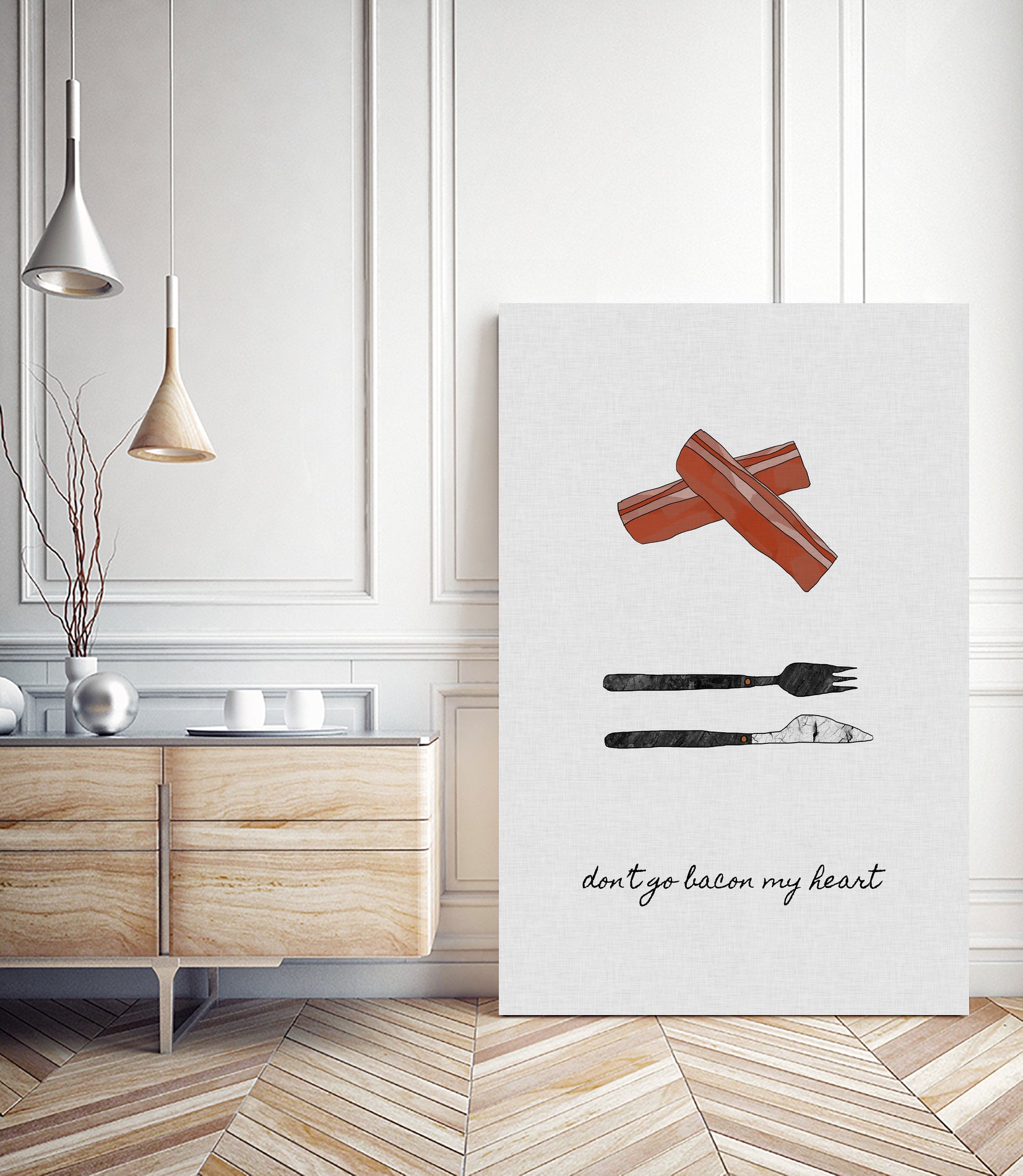 Don't Go Bacon My Heart by Dana Shek on GIANT ART - white typography