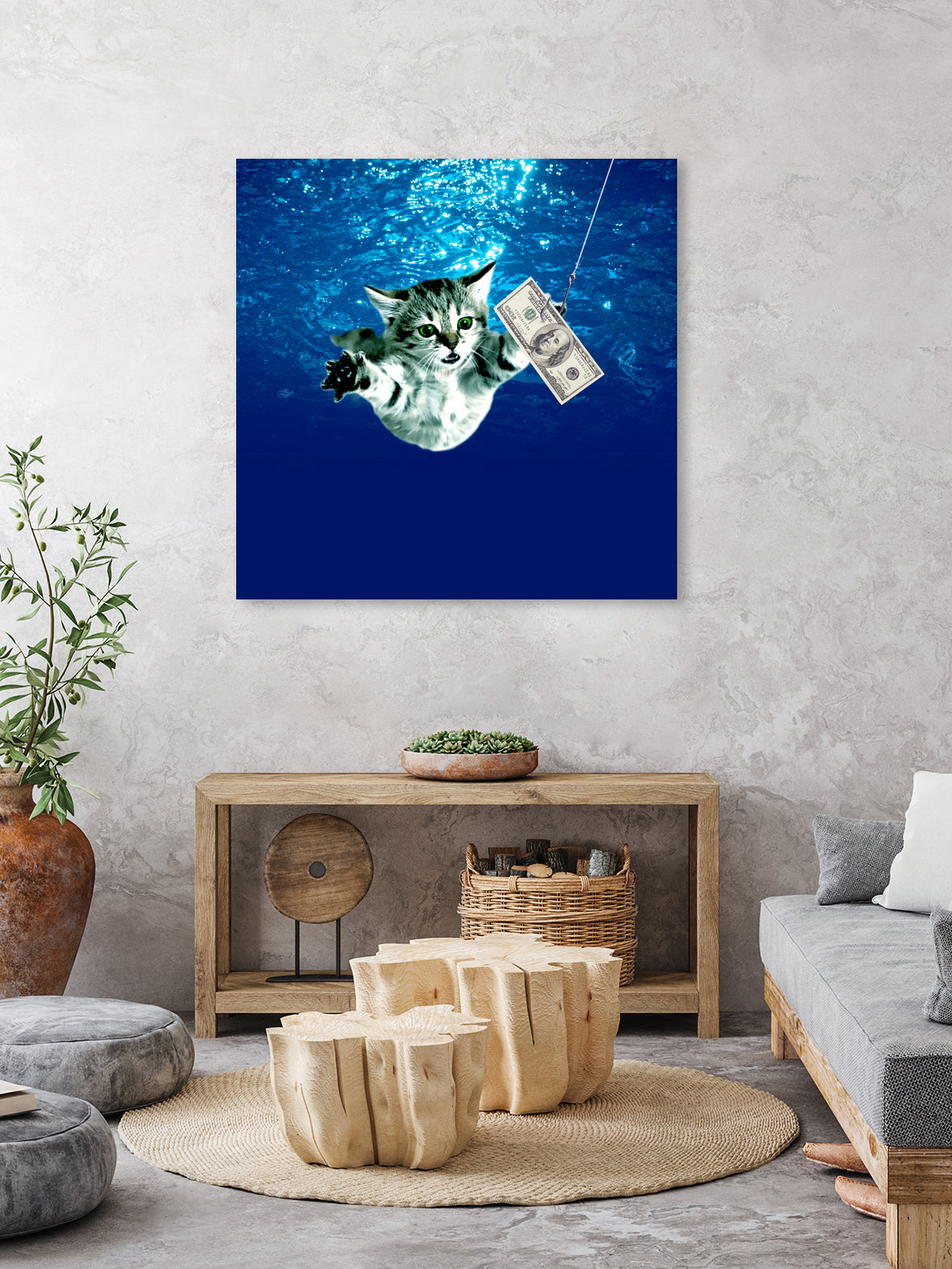 Cat Nvermind Album Cover under Water BabyNeve by Damian Augustyniak on GIANT ART - blue photo manipulation