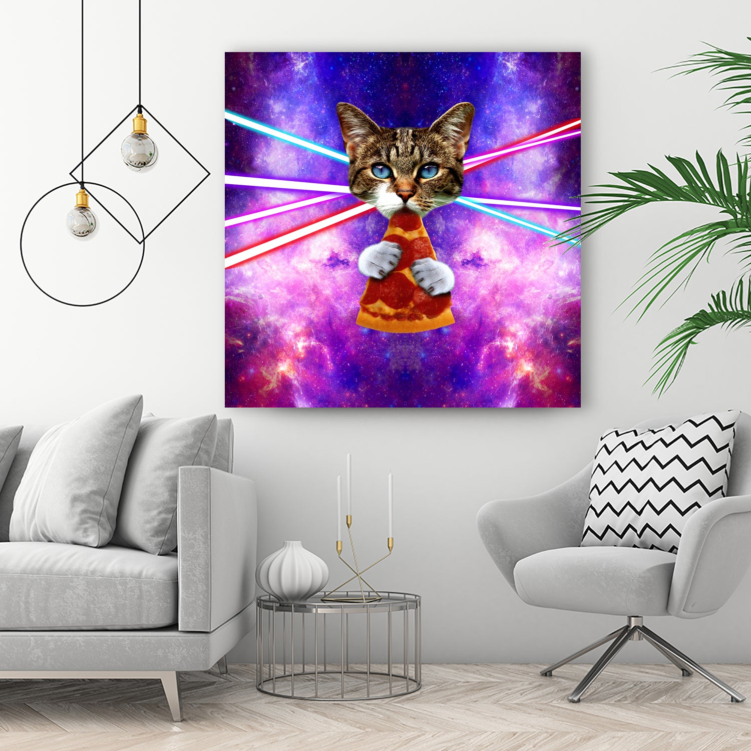 Cat Pizza Eating Cosmos Space galaxy by Damian Augustyniak on GIANT ART - blue photo manipulation