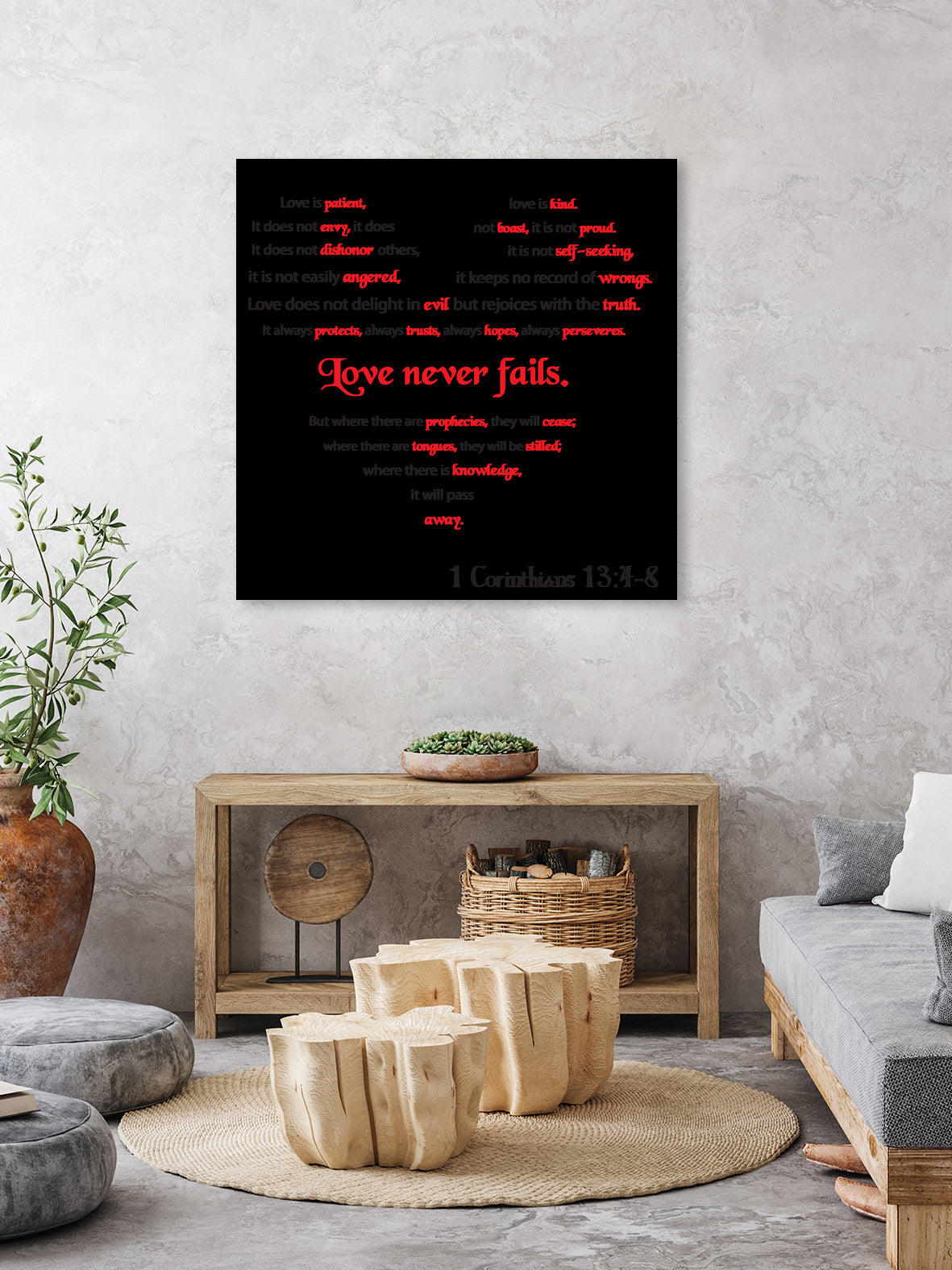 Love Never Fails by Colleen Cary on GIANT ART - white typography