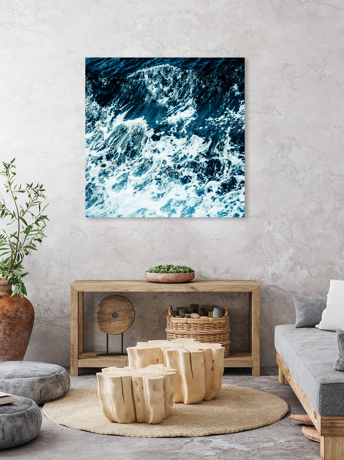 Disobedience - ocean waves painting texture by Neli Dimitrova on GIANT ART - blue digital painting