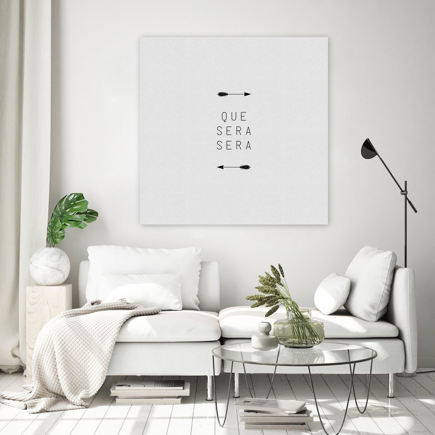 Que Sera Sera Arrow by Dana Shek on GIANT ART - white typography
