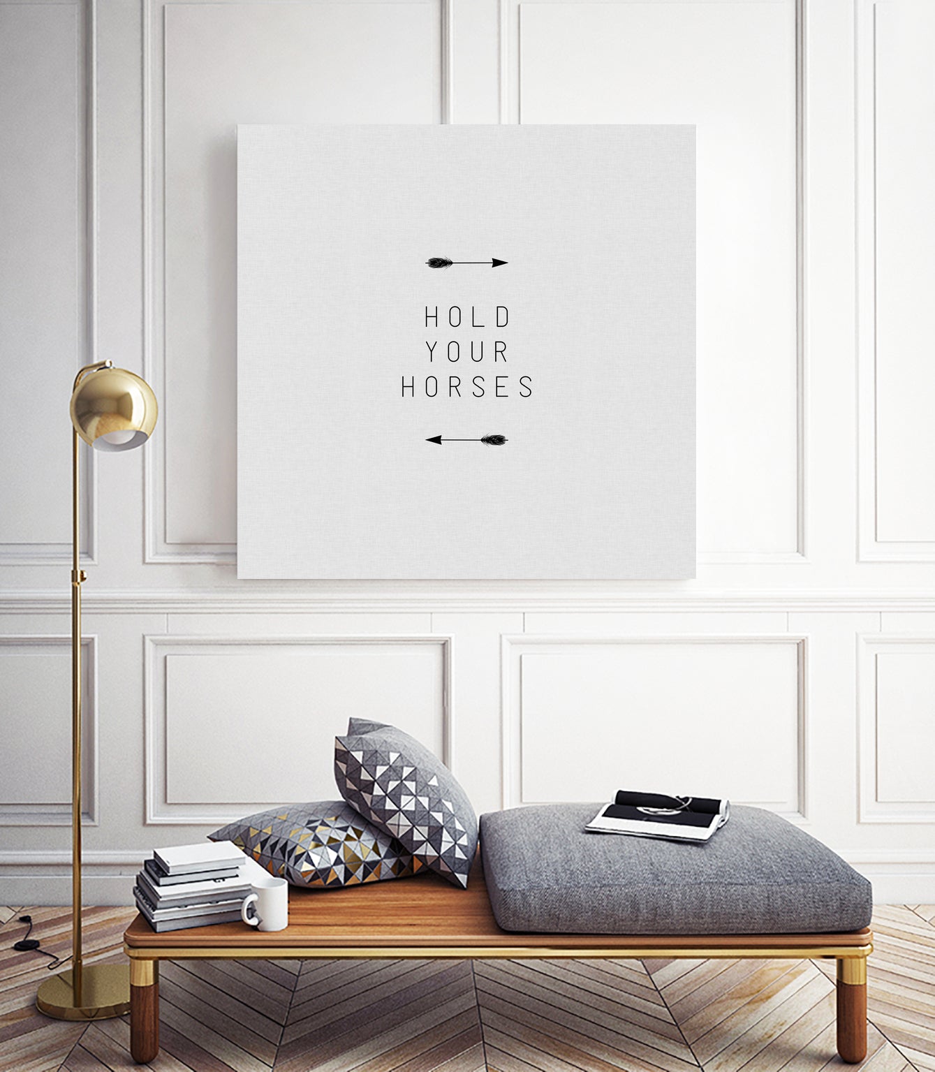 Hold Your Horses Arrow by Dana Shek on GIANT ART - white typography