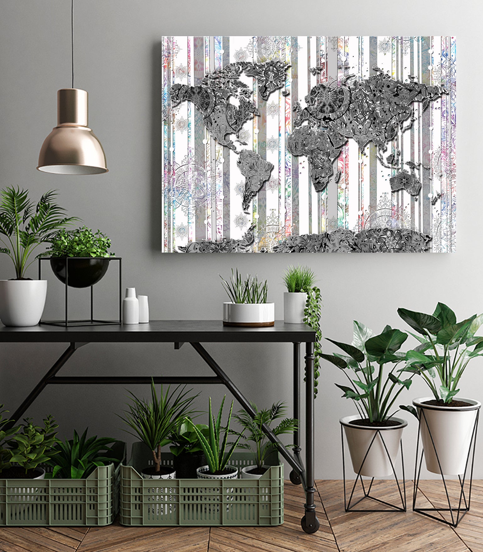 world map mandala grey by Bekim Mehovic on GIANT ART - gray digital painting