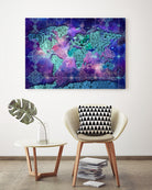 world map mandala space by Bekim Mehovic on GIANT ART - blue digital painting