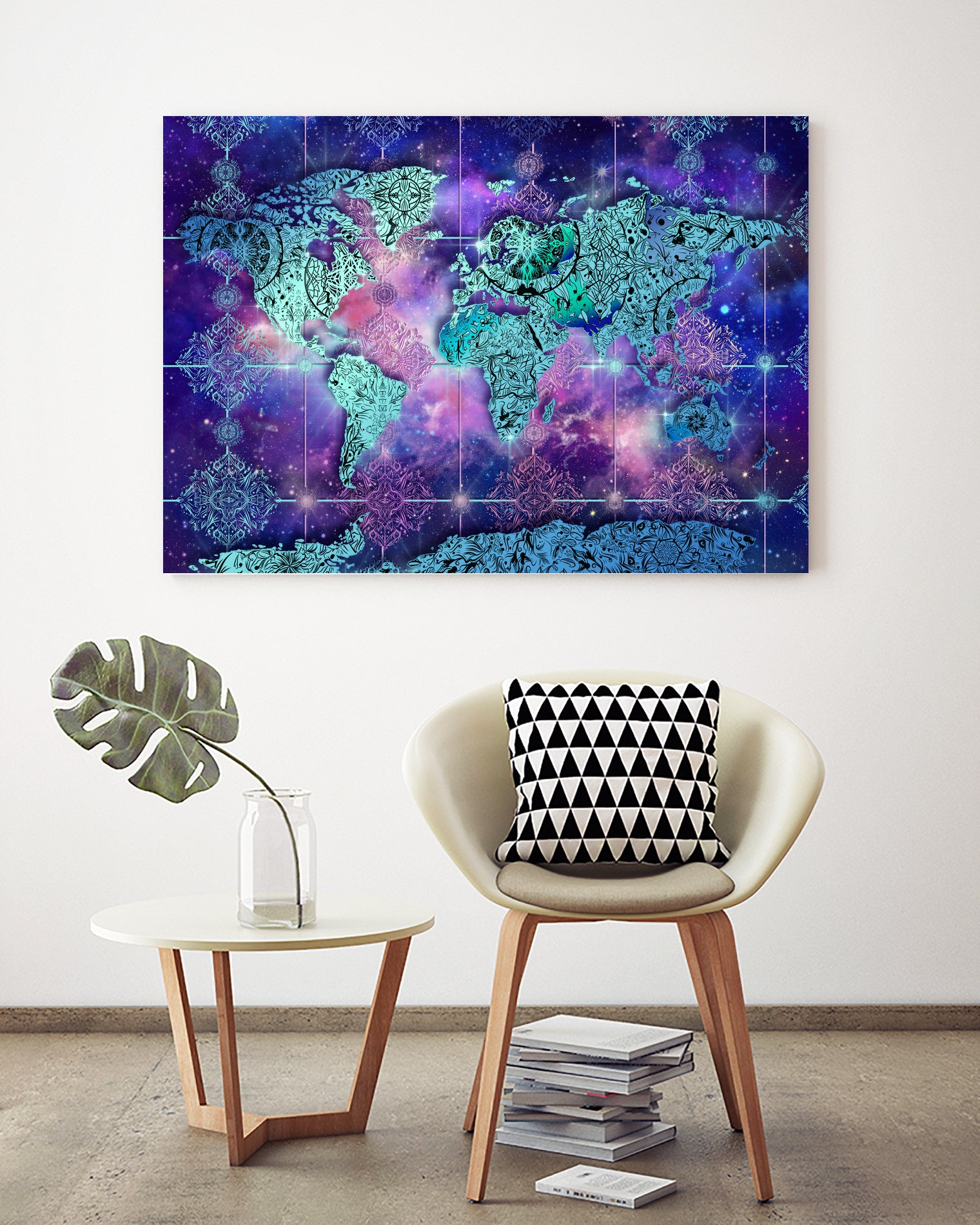 world map mandala space by Bekim Mehovic on GIANT ART - blue digital painting