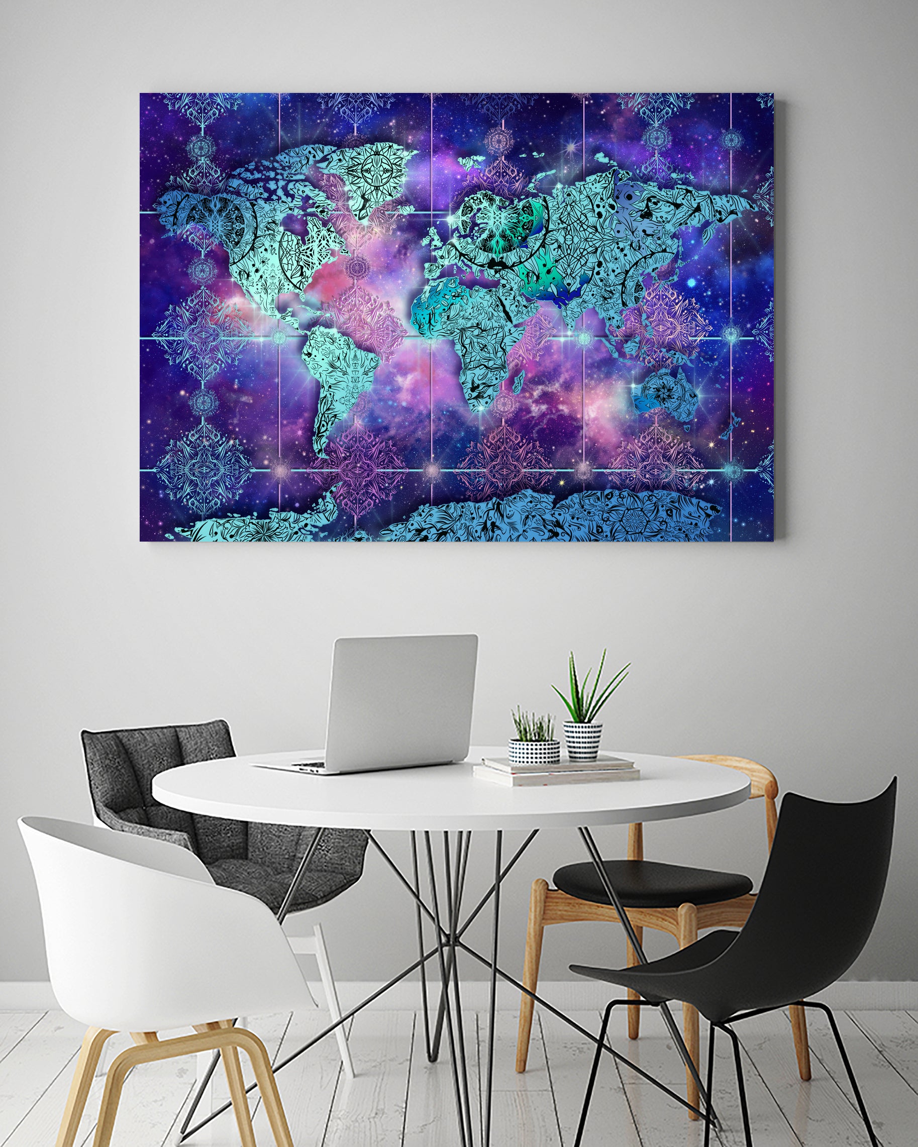 world map mandala space by Bekim Mehovic on GIANT ART - blue digital painting