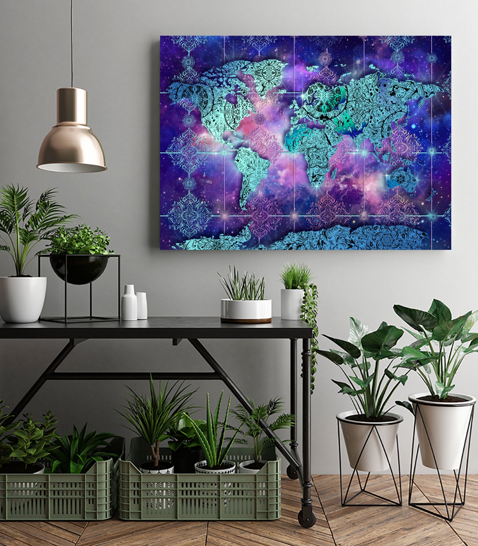world map mandala space by Bekim Mehovic on GIANT ART - blue digital painting