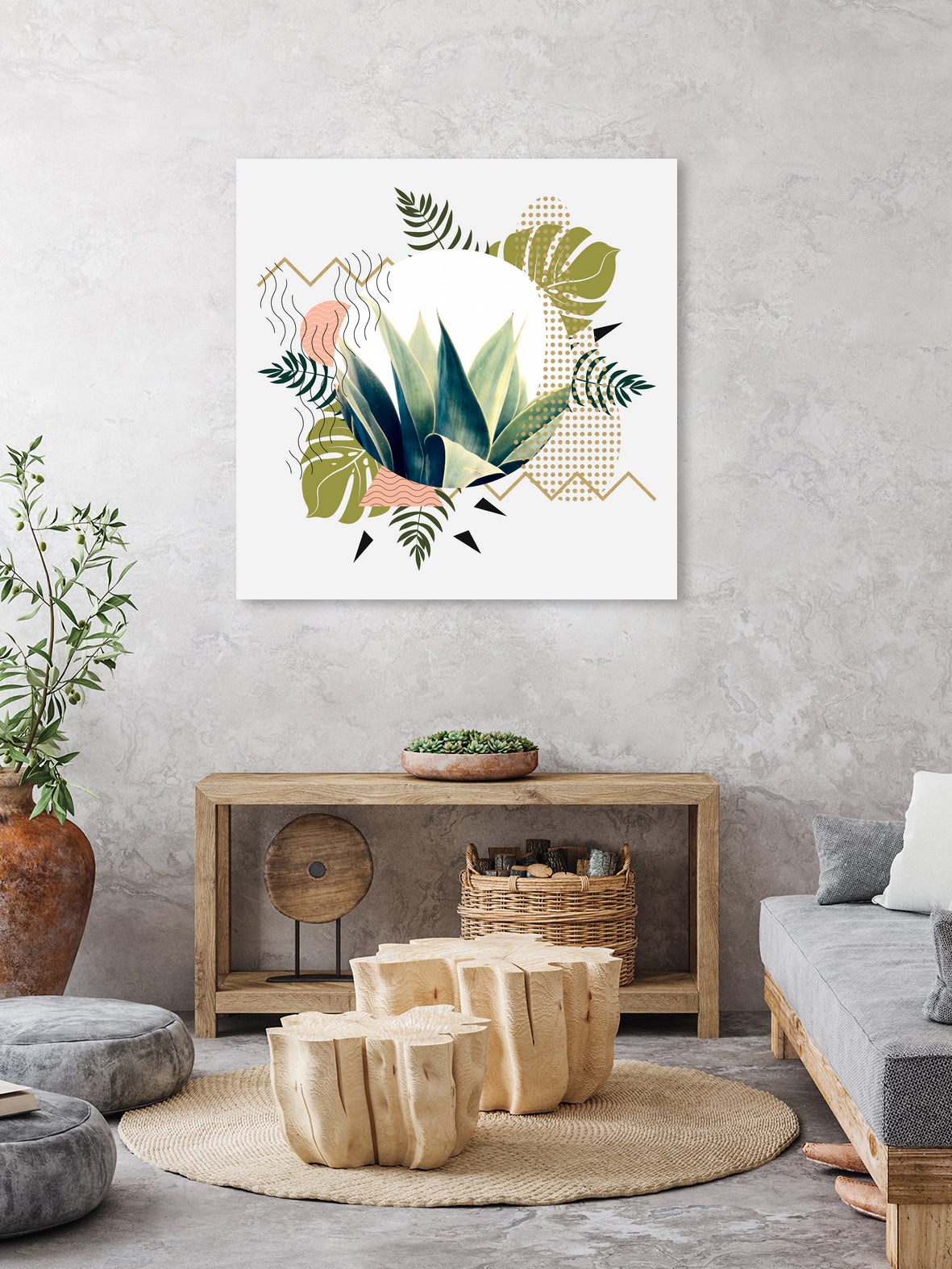 Abstract geometrical and botanical shapes I by mmarta bc on GIANT ART - green digital painting