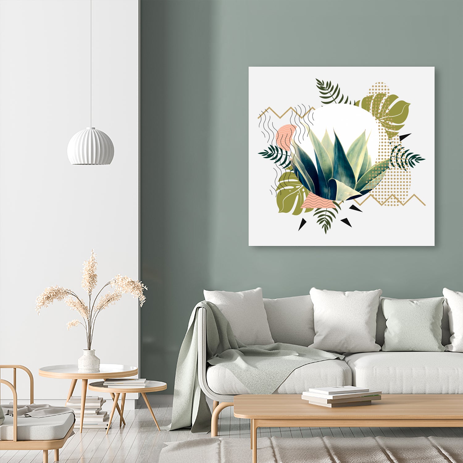 Abstract geometrical and botanical shapes I by mmarta bc on GIANT ART - green digital painting