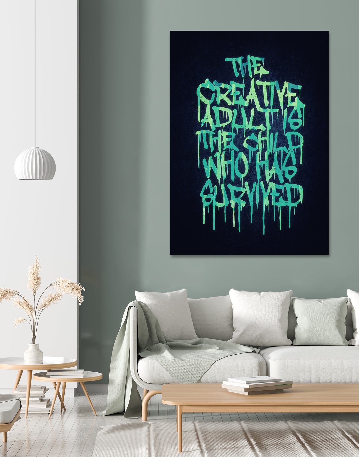 The Creative Adult is the Child Who Has Survived / Typo by Philipp Rietz on GIANT ART - green vector illustration