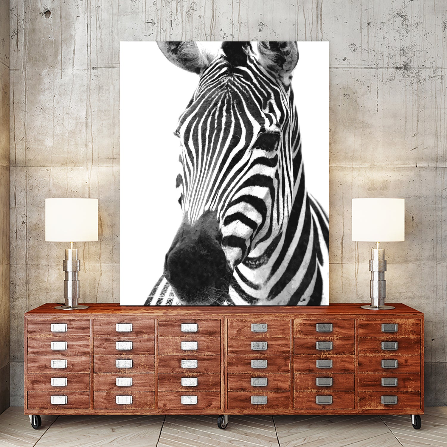 Black and White Zebra by Alessandra Minervini on GIANT ART - black digital painting