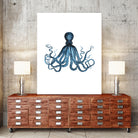 Blue Octopus Illustration by Alessandra Minervini on GIANT ART - blue digital painting