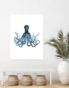 Blue Octopus Illustration by Alessandra Minervini on GIANT ART - blue digital painting