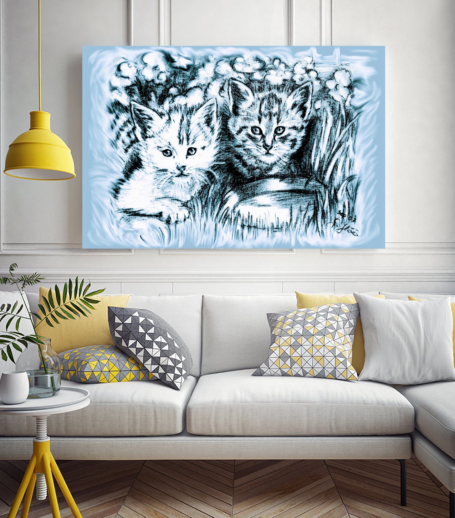 Blue Baby Cats by Gitta Gläser on GIANT ART - blue digital drawing