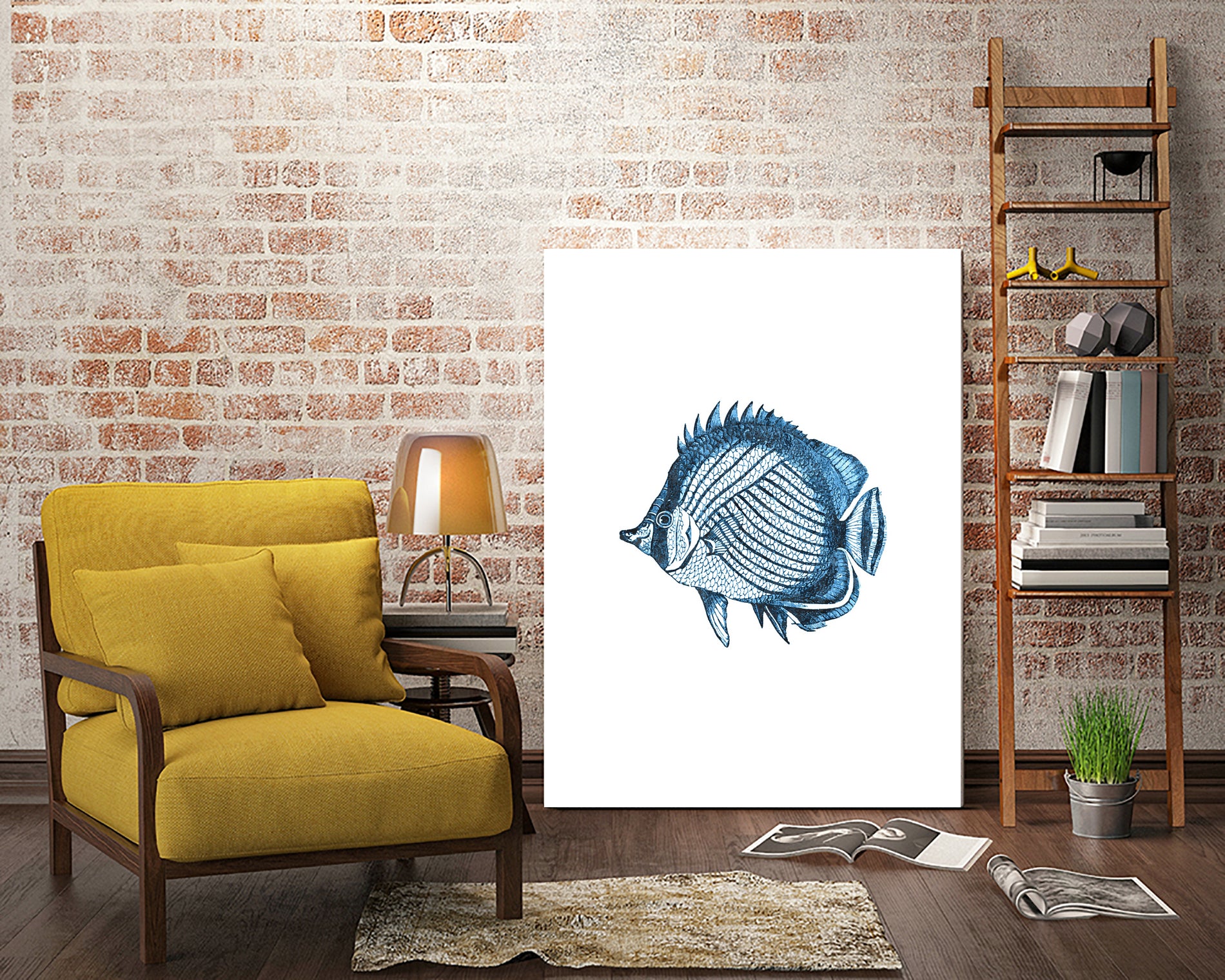 Blue Fish Illustration by Alessandra Minervini on GIANT ART - blue digital painting