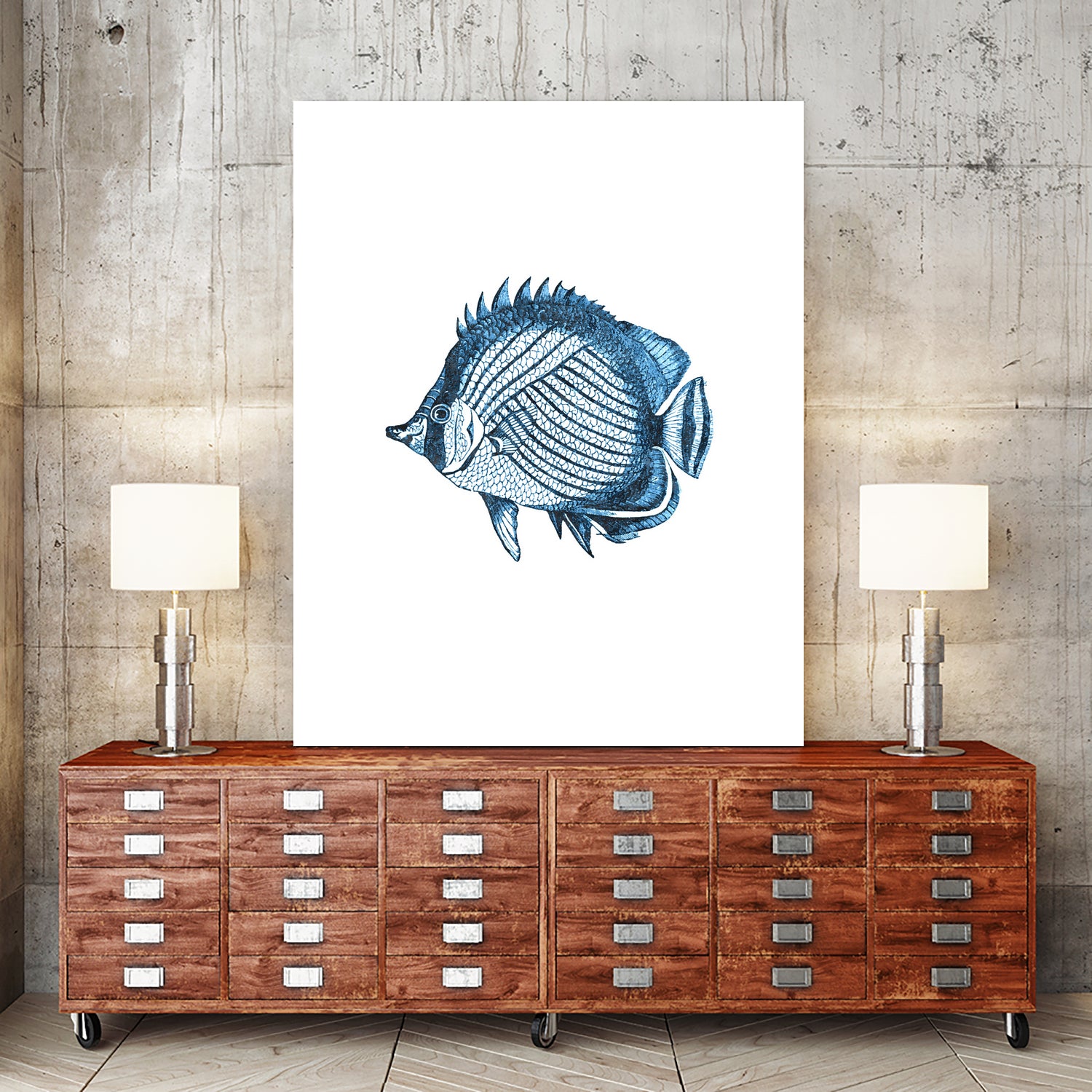 Blue Fish Illustration by Alessandra Minervini on GIANT ART - blue digital painting