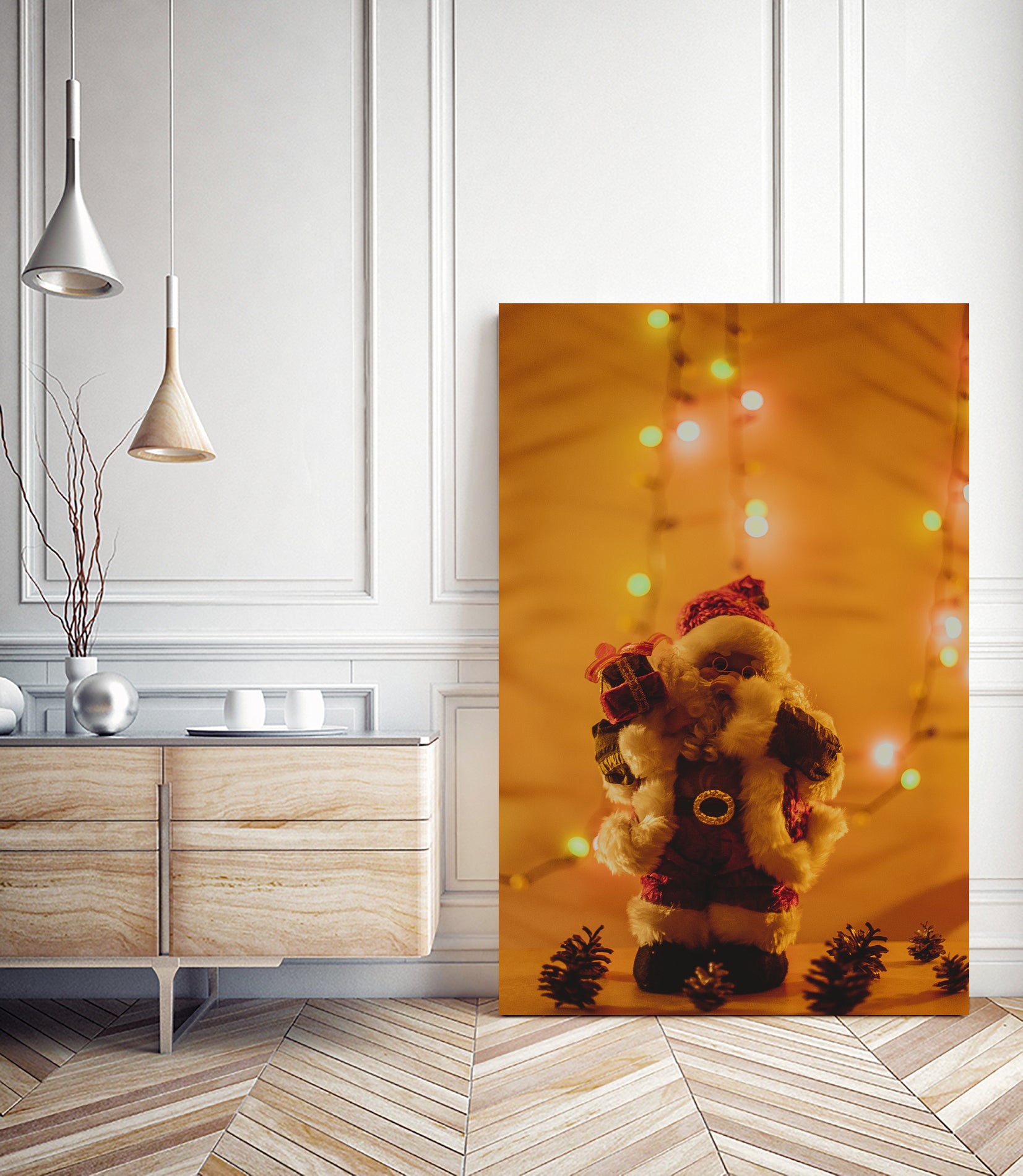 Santa Claus Christmas Gifts Candle Lights by Anna Matveeva on GIANT ART - white photo illustration