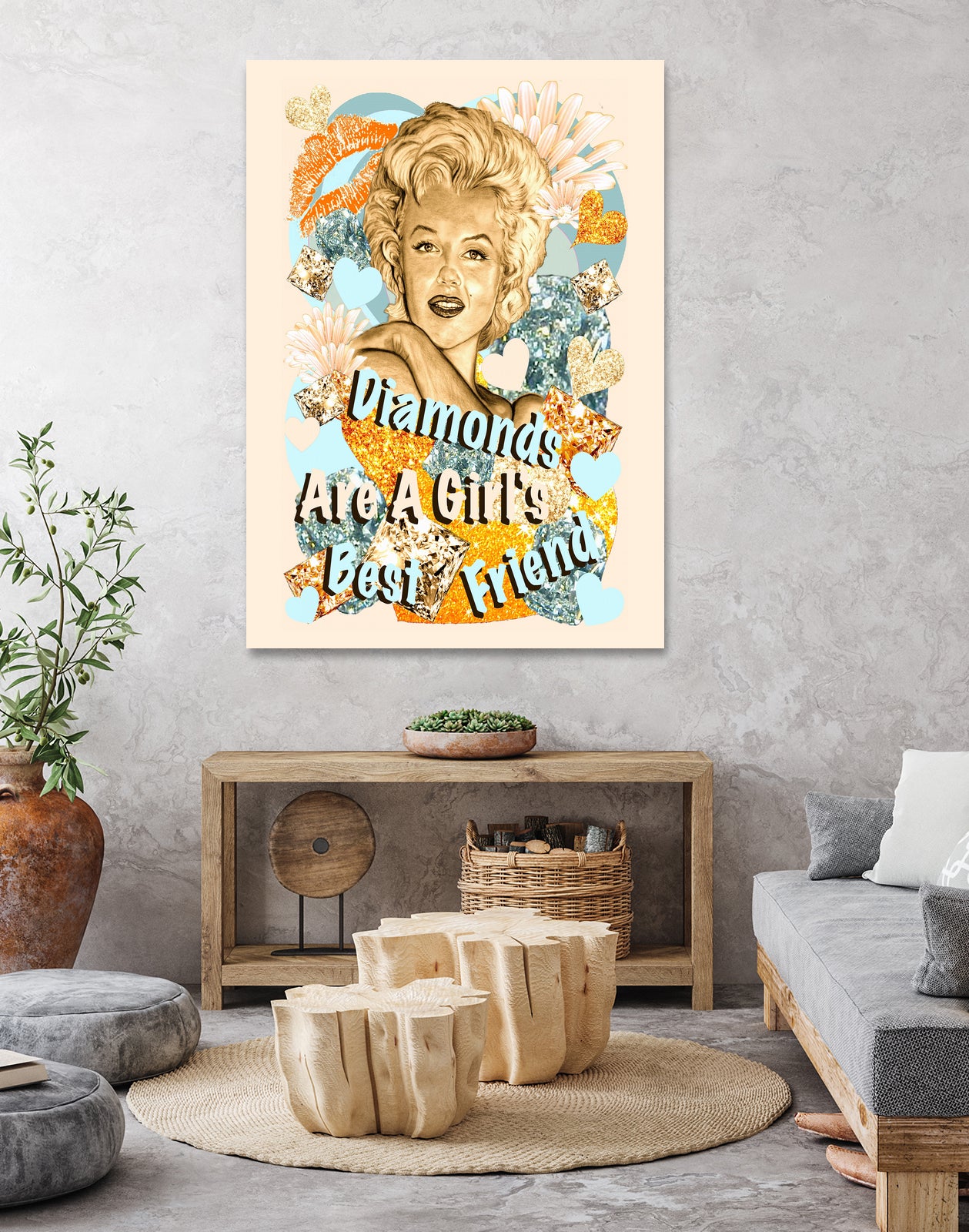 Diamonds Are A Girl's Best Friend by Gitta Gläser on GIANT ART - yellow typography