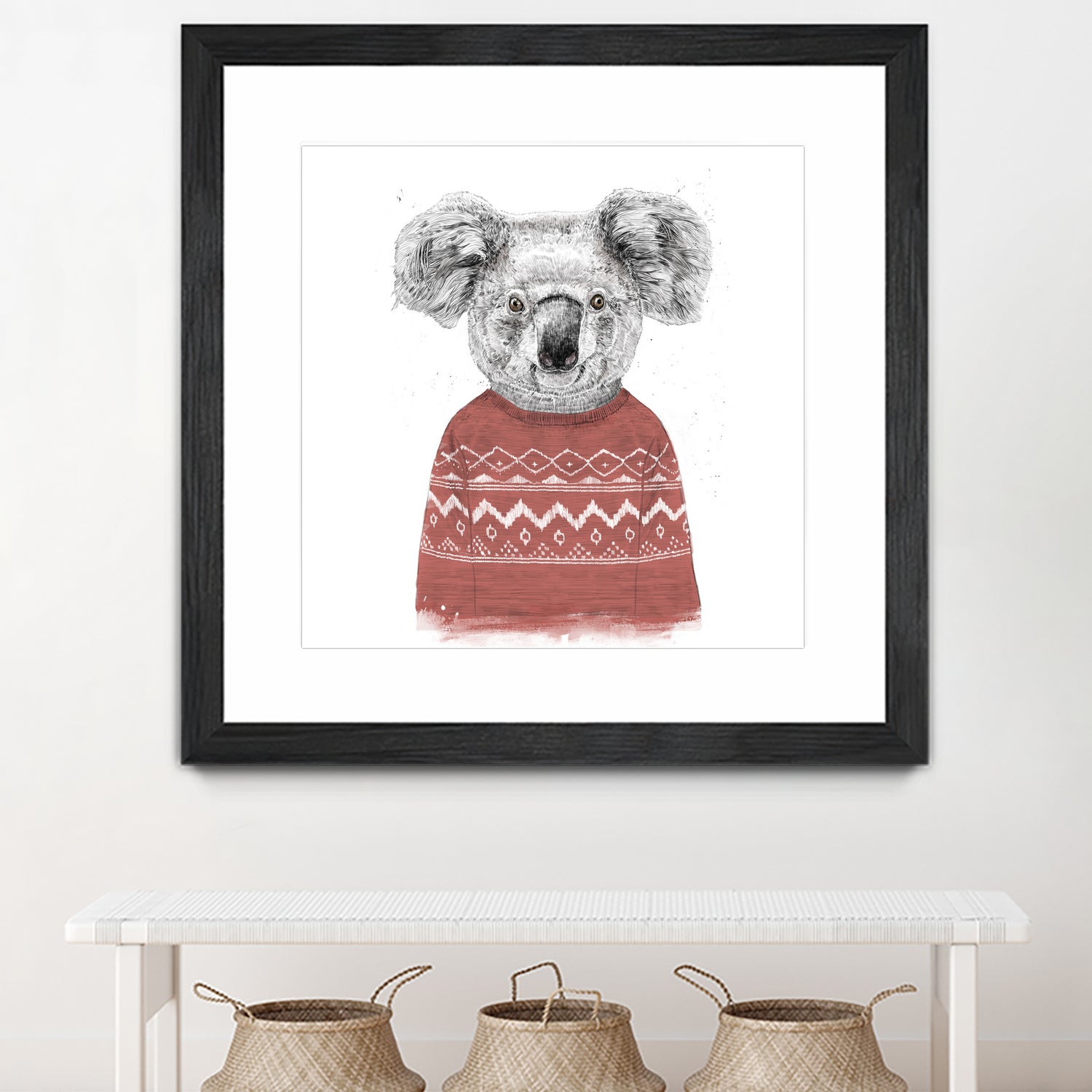 Winter koala (red) by Solti Balázs on GIANT ART - white digital drawing